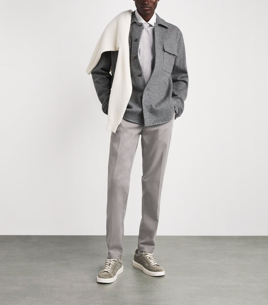 Eleventy Mens Cotton-Wool Overshirt Grigio Fumo Melange Image 2