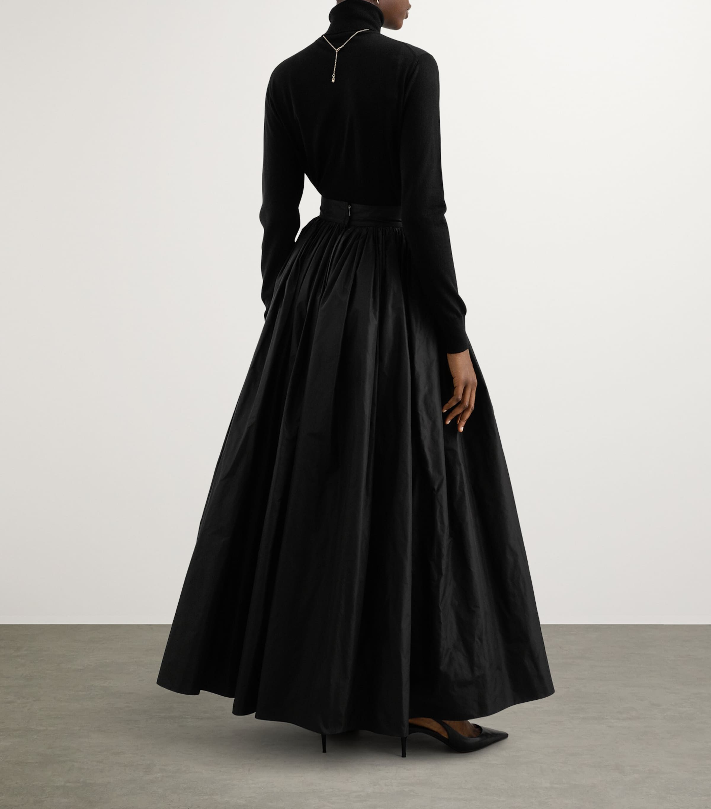 Taffeta Circle Maxi Skirt N0000-BLACK Image 6