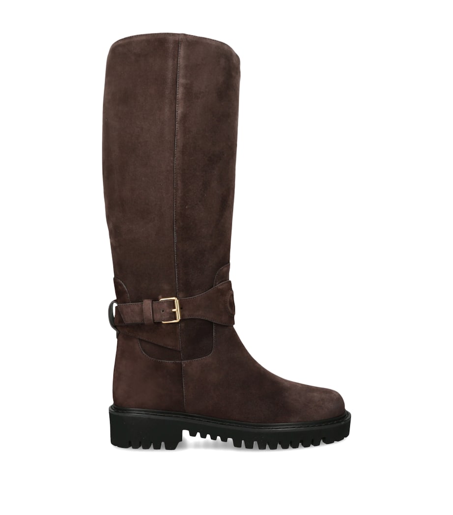 Valentino Garavani Suede Vlogo Knee-High Boots 40 Brown Image 1
