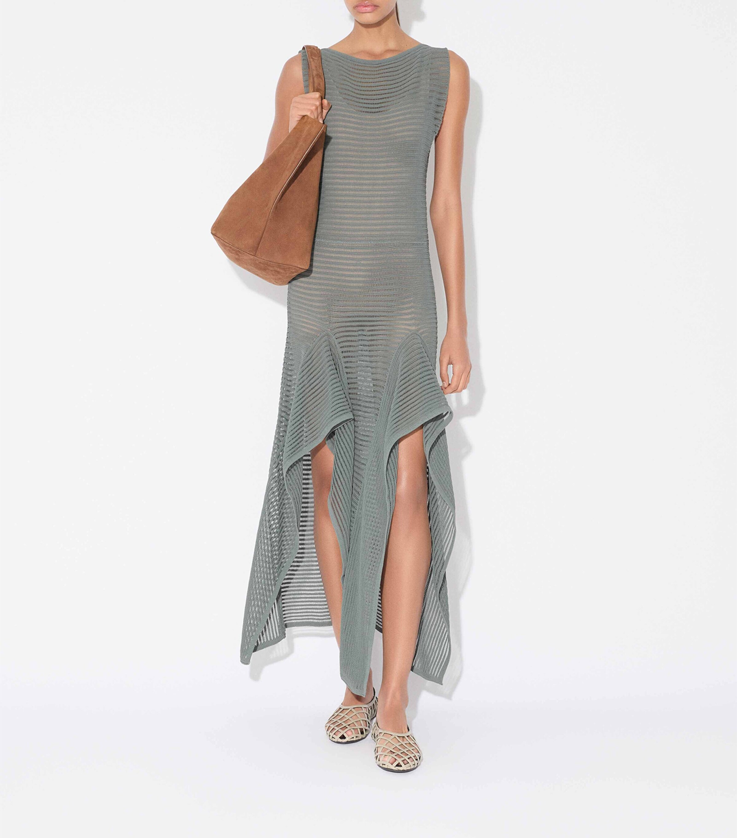 Alaa Green Ladder-Knit Maxi Dress | Harrods US