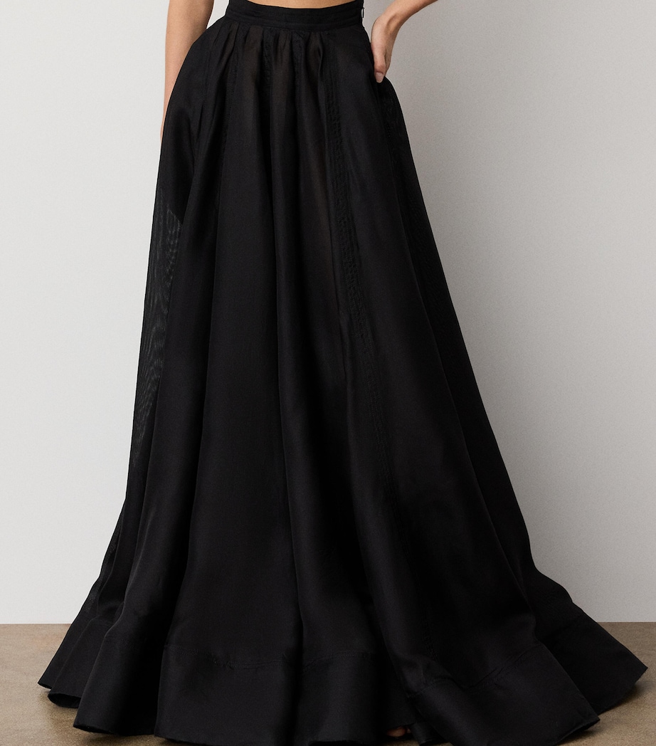 Ralph Lauren Collection Womens Silk Gazar Ivanna Maxi Skirt Black Image 3