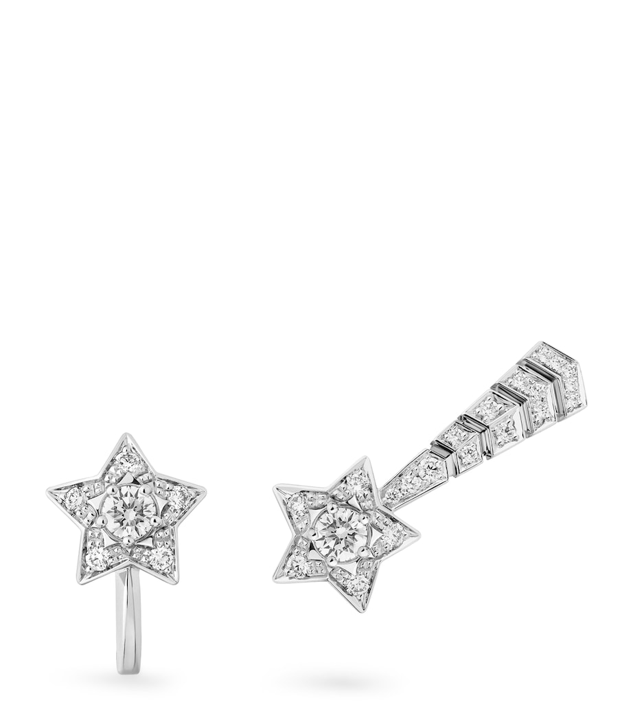 White Gold and Diamond Comète Chevron Asymmetric Earrings WHITE Image 1