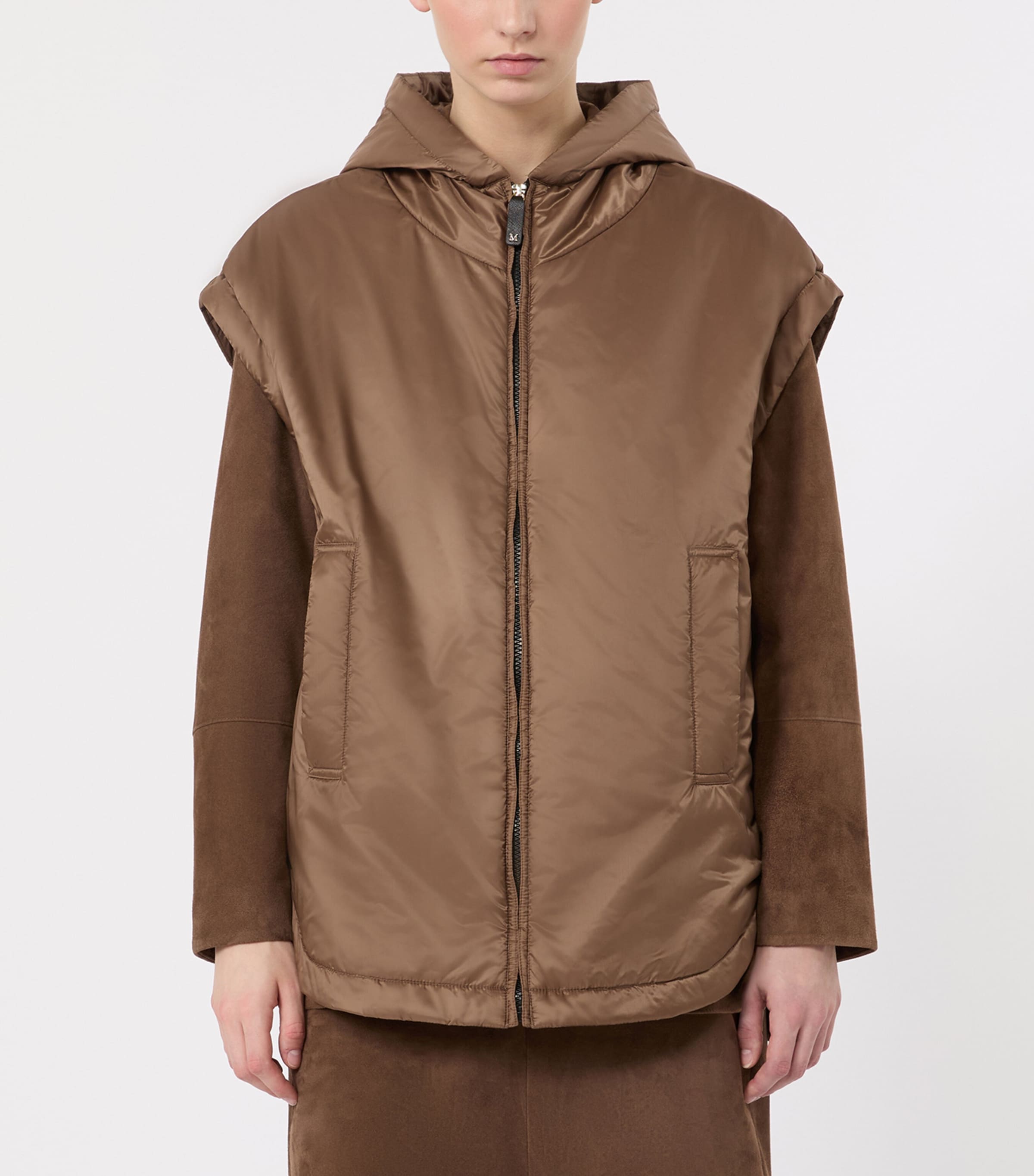 Max Mara Womens The Cube Sleeveless Jacket Mud Image 3