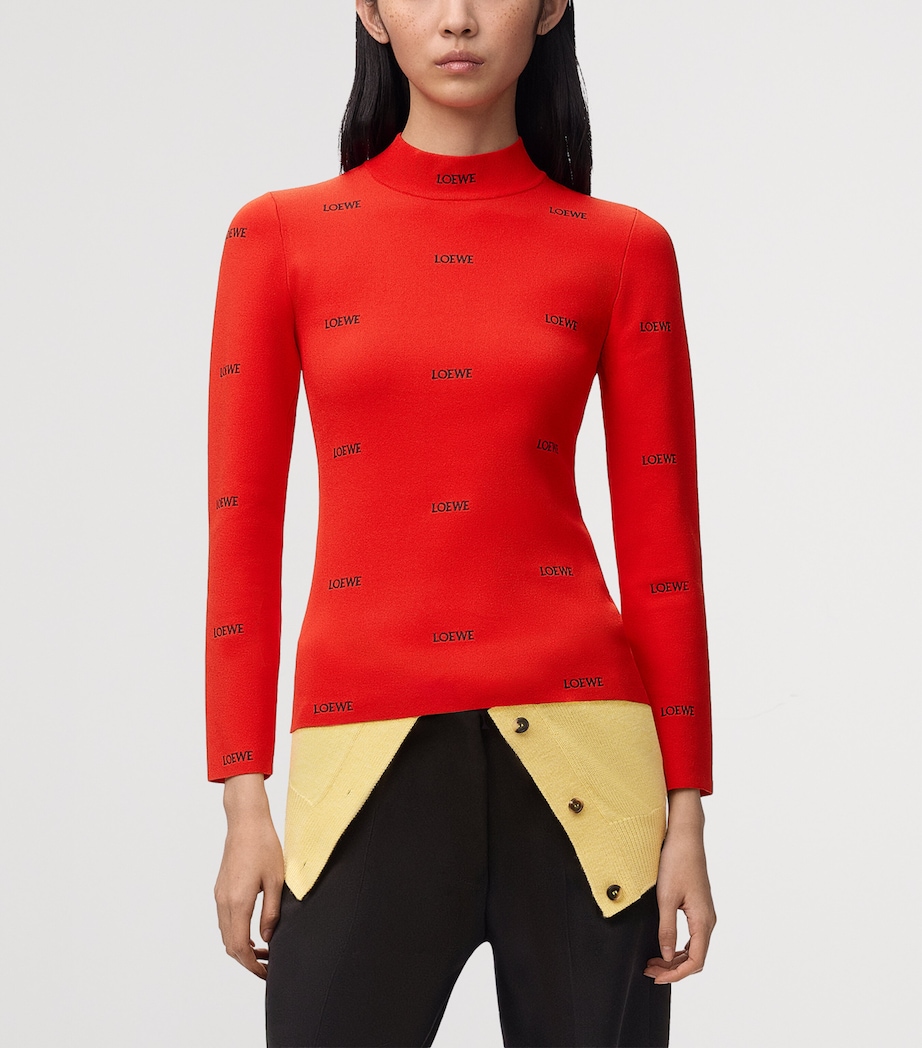 LOEWE Womens All-Over Logo Top Red Image 3