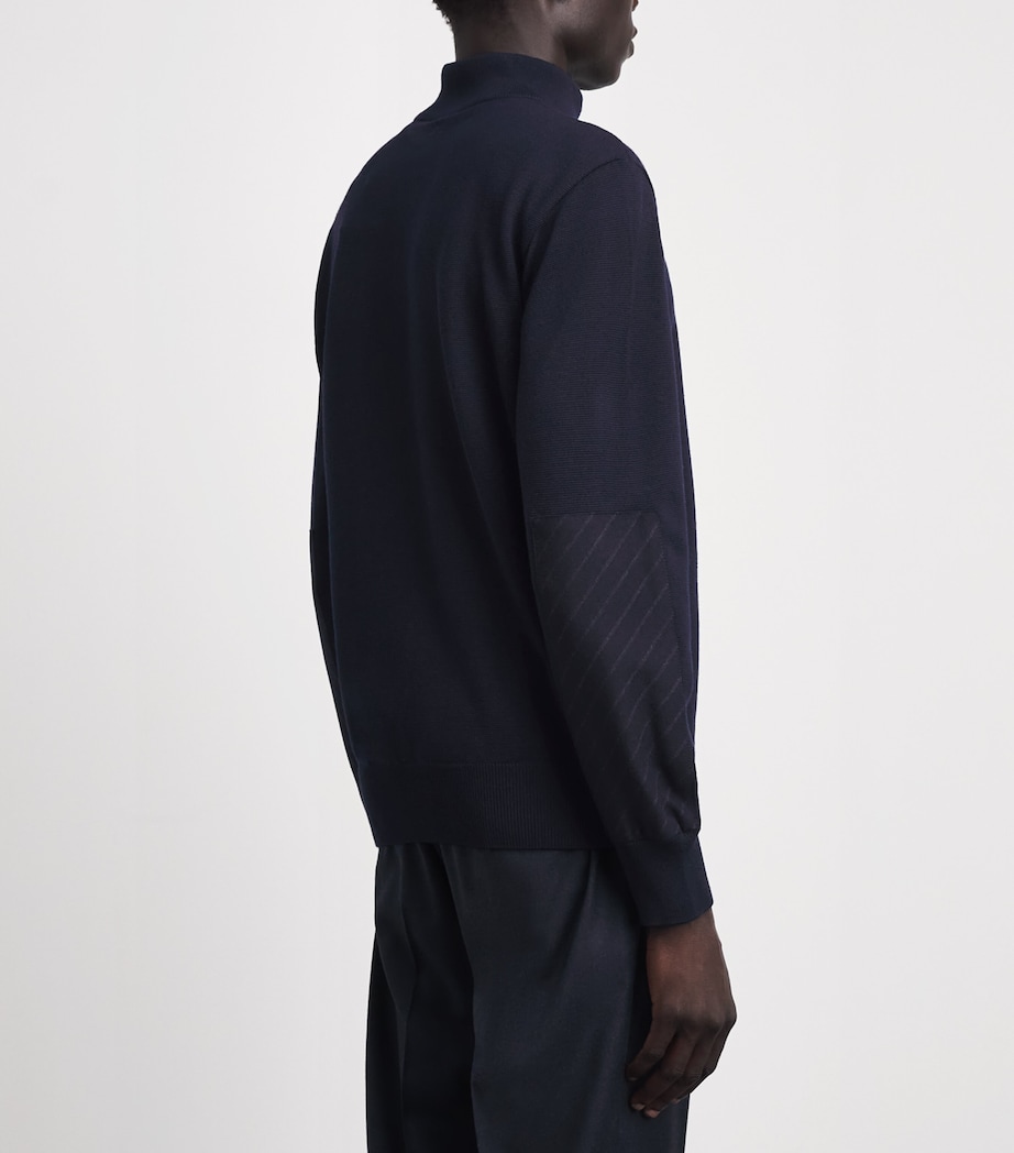 Paul & Shark Mens Virgin Wool Quarter-Zip Sweater Blue Image 5