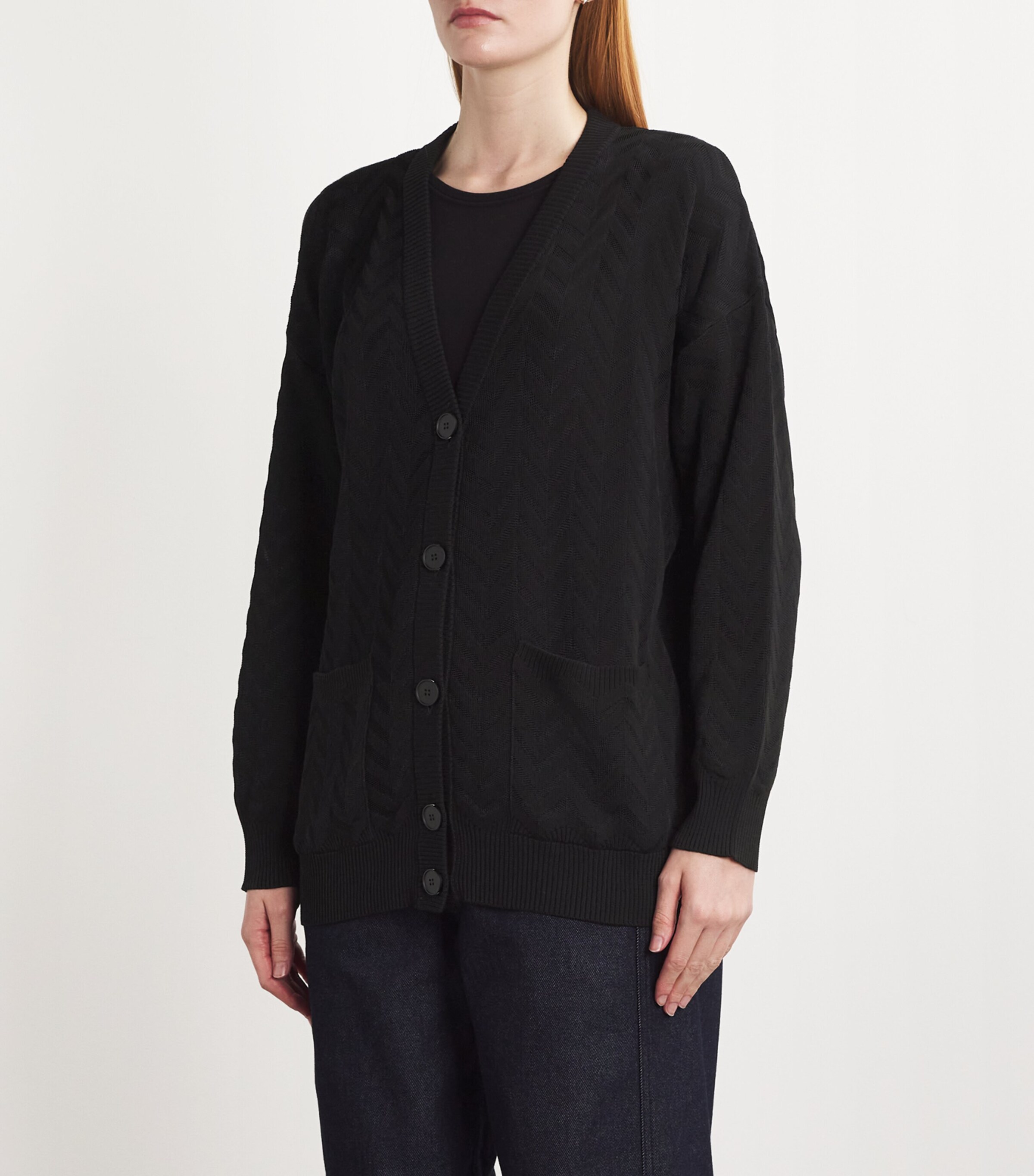 Missoni Womens Cotton-Blend Zigzag-Knit Cardigan Black Beauty Image 3
