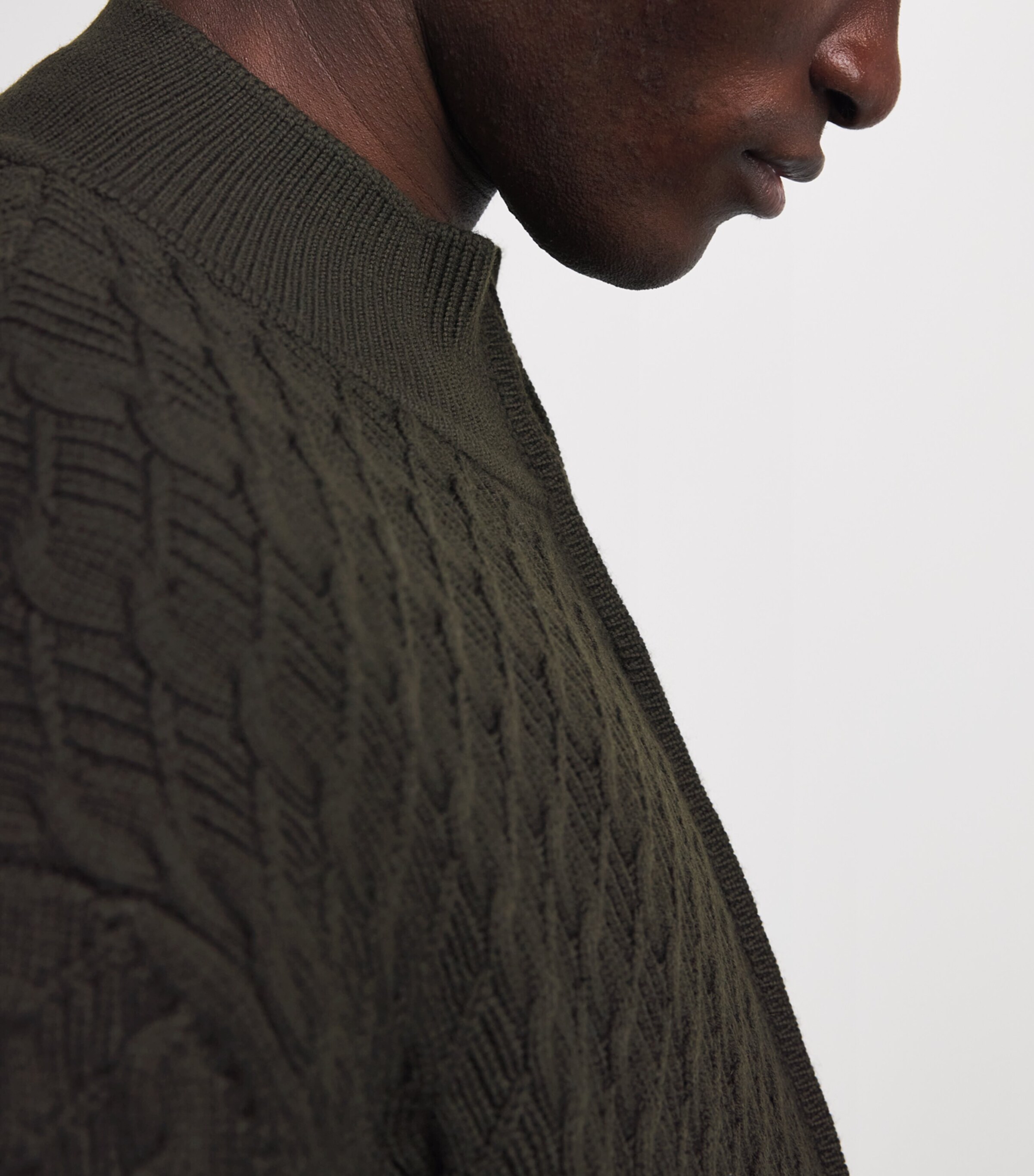 Brett Johnson Mens Virgin Wool Cable-Knit Zip-Up Cardigan Verde Nocturne Image 3