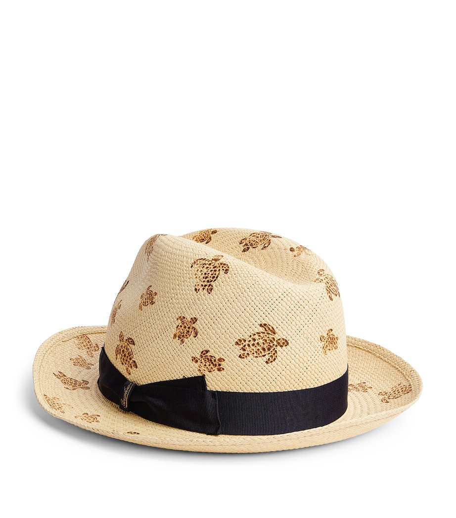 x Borsalino Turtle Print Straw Hat SABLE Image 3