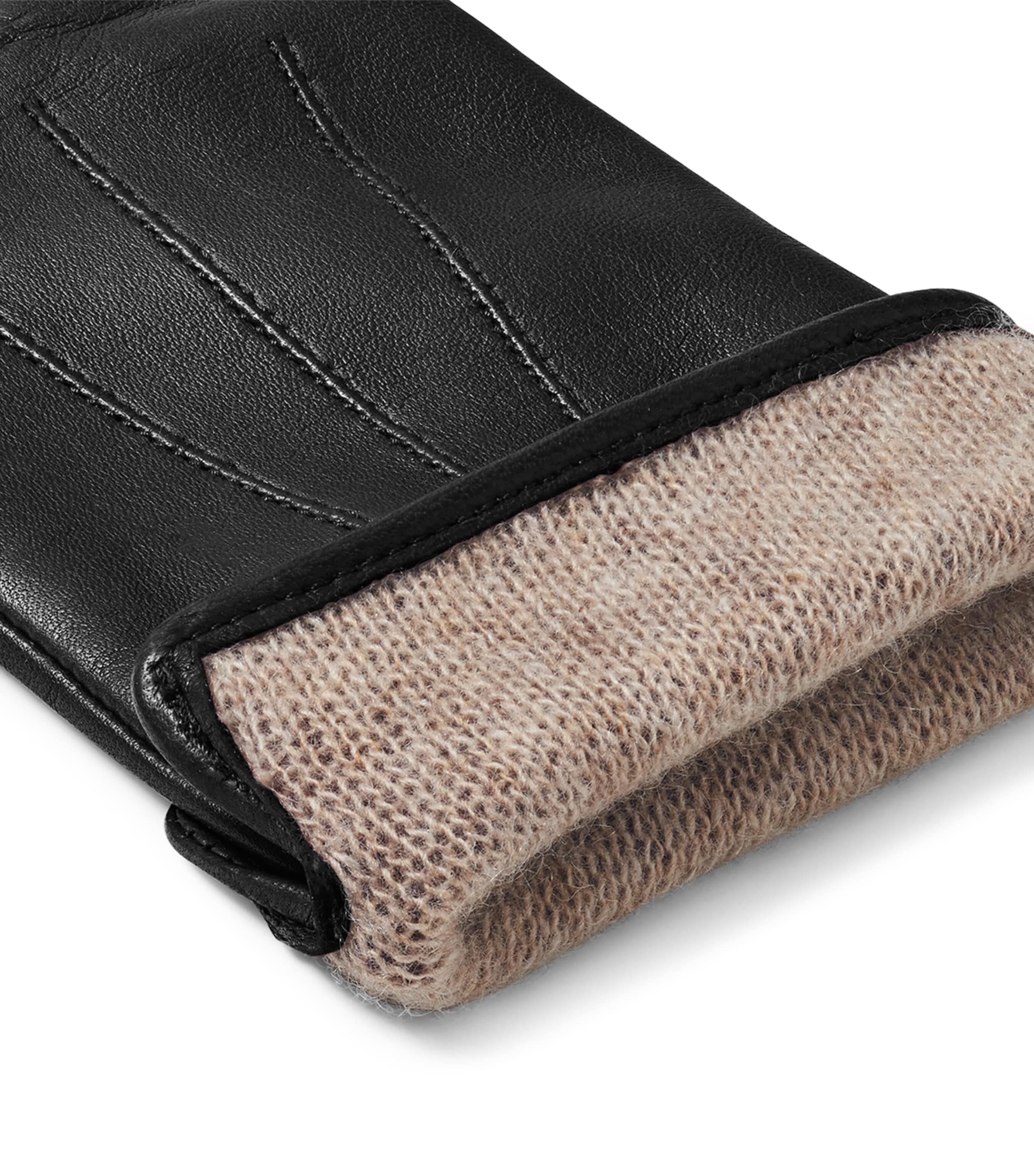 Women's Wool-Cashmere Lined Leather Gloves (Large) BLACK Image 4