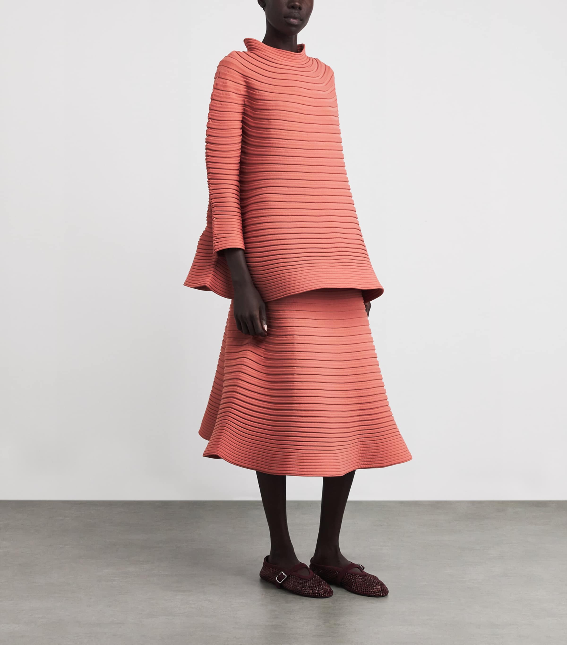 Bounce Knit Midi Skirt CORAL PINK Image 2