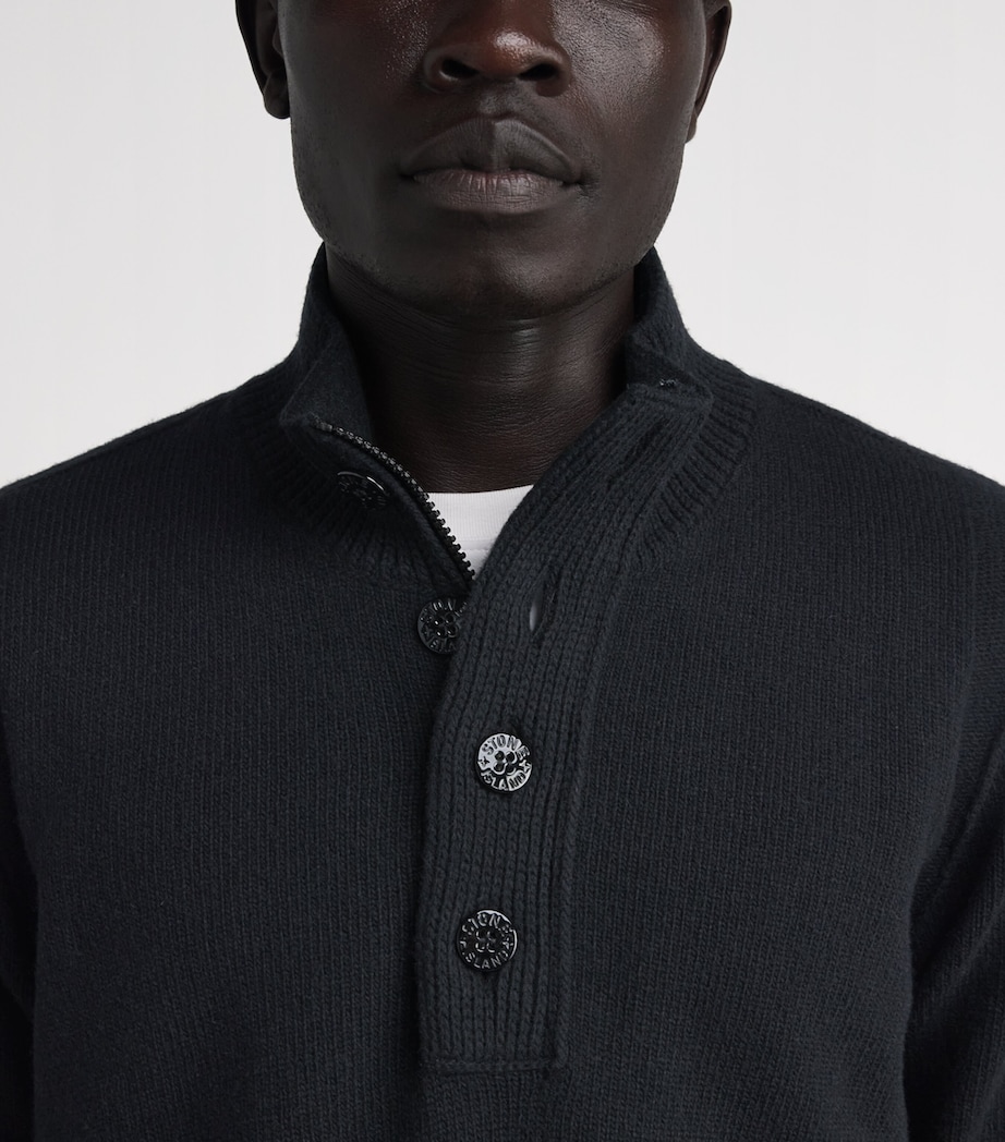 Stone Island Mens Wool-Blend Button-Up Sweater Image 3