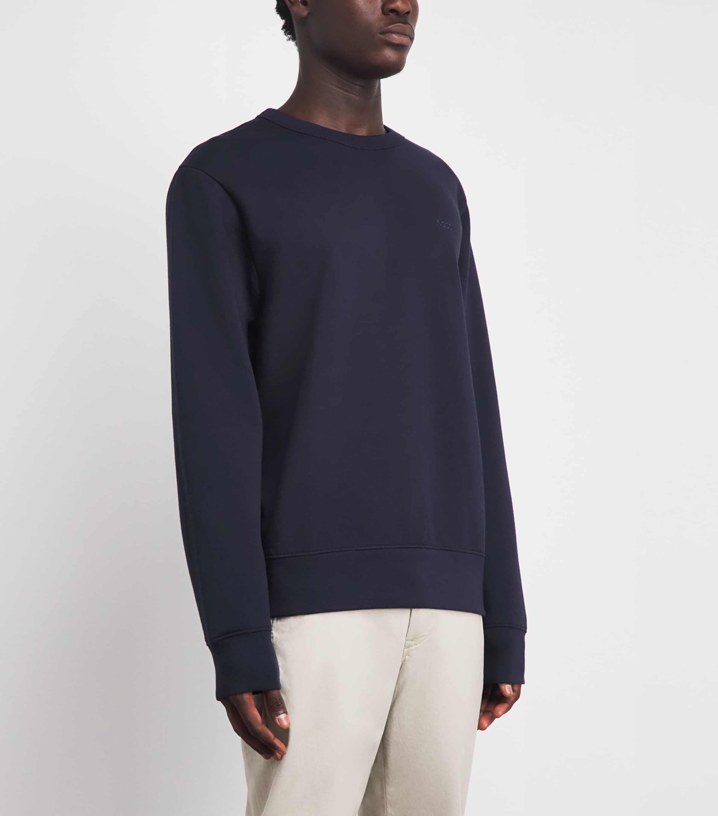 BOSS Mens Cotton Sharpe Sweatshirt Dark Blue Image 4