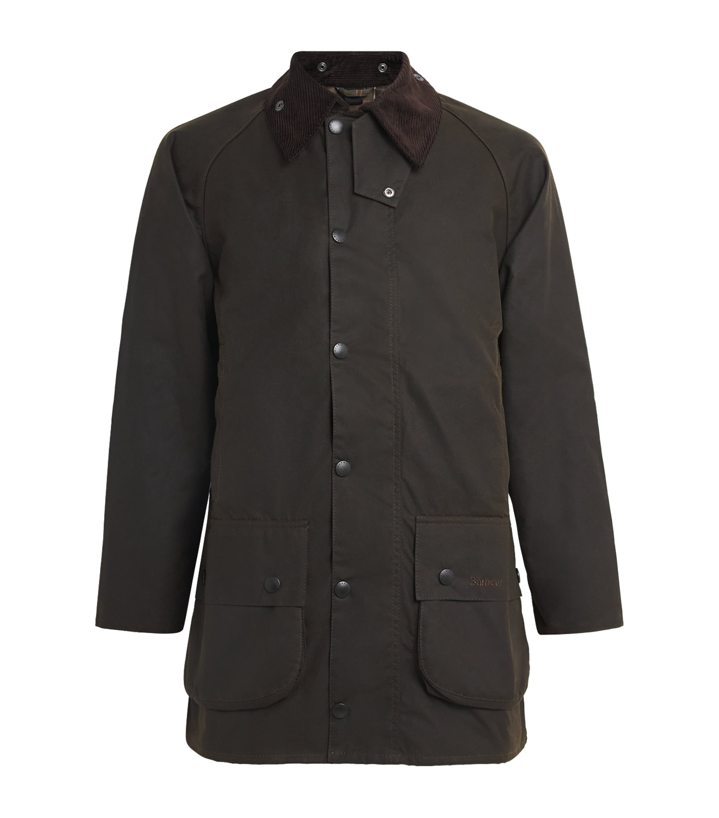 Barbour Mens Waxed Beaufort Jacket Olive Image 1