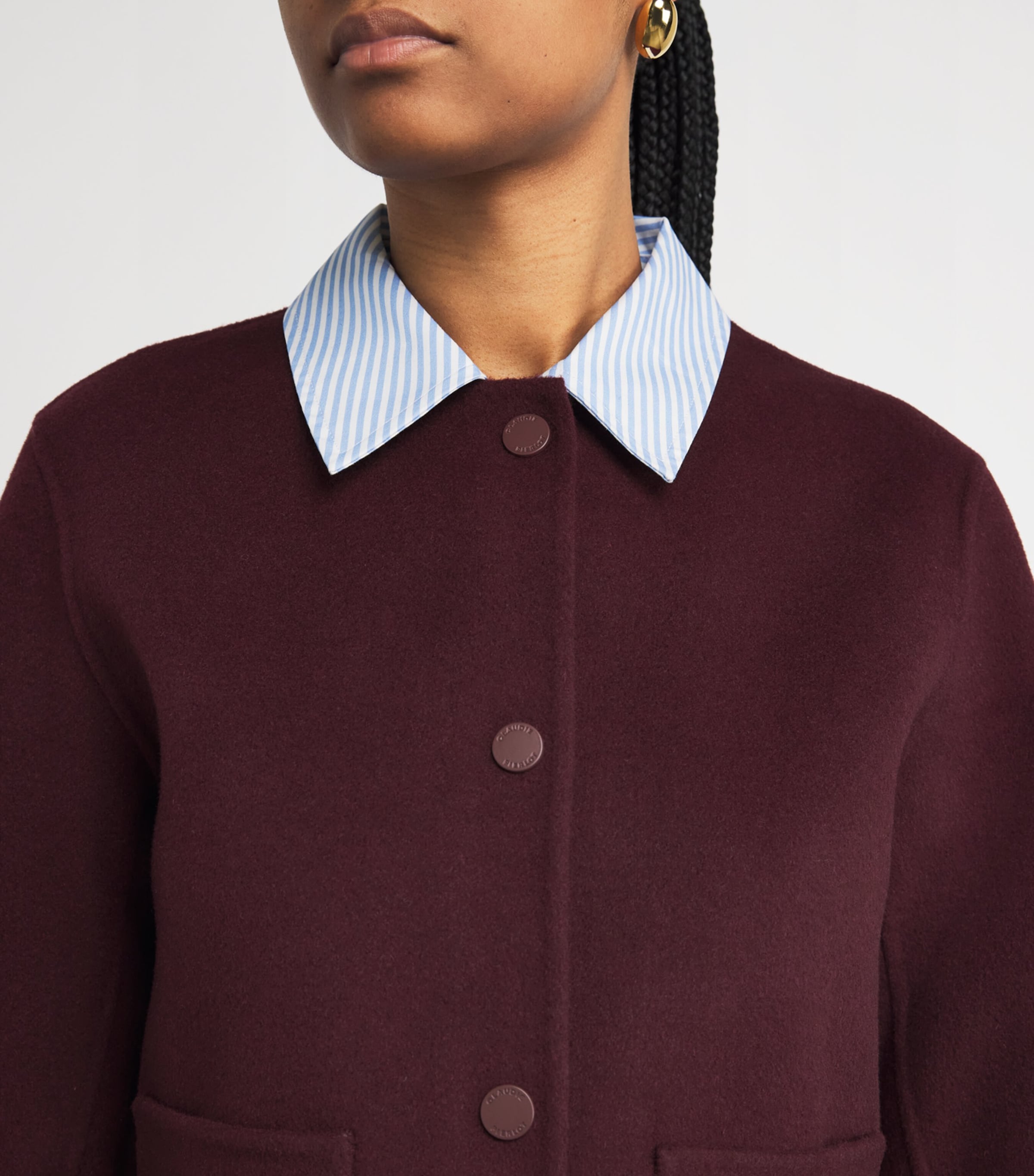 Wool Collared Jacket BURGUNDY Image 6