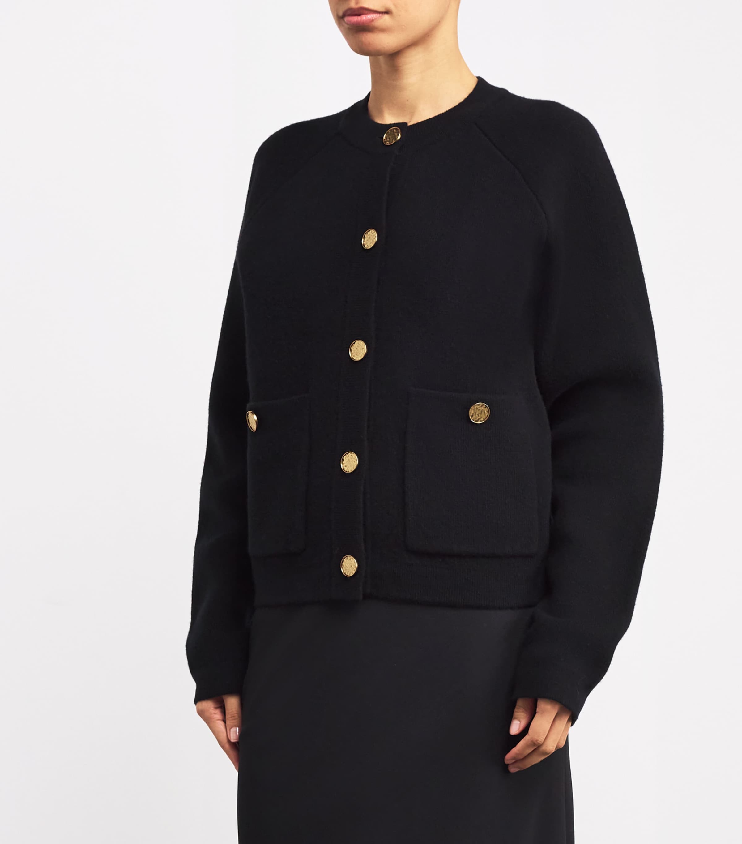 Toteme Womens Wool-Blend Cardigan Black Image 3