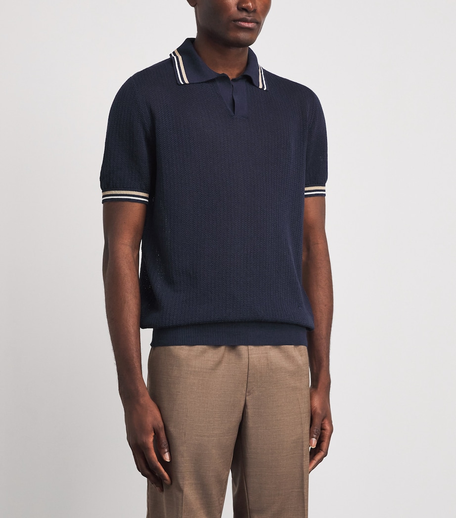 Isaia Mens Silk-Linen Polo Shirt Image 4