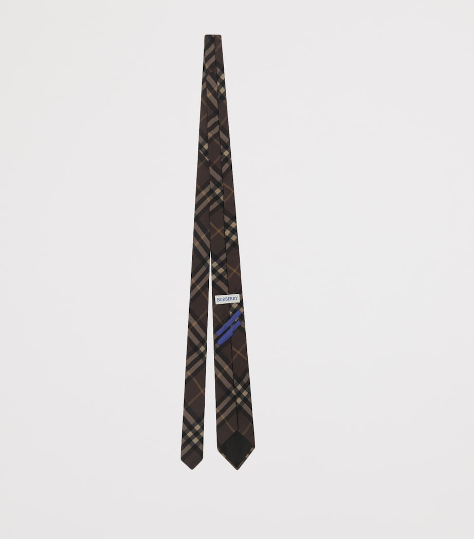 Burberry Silk Check Print Tie Sepia Brown Image 2