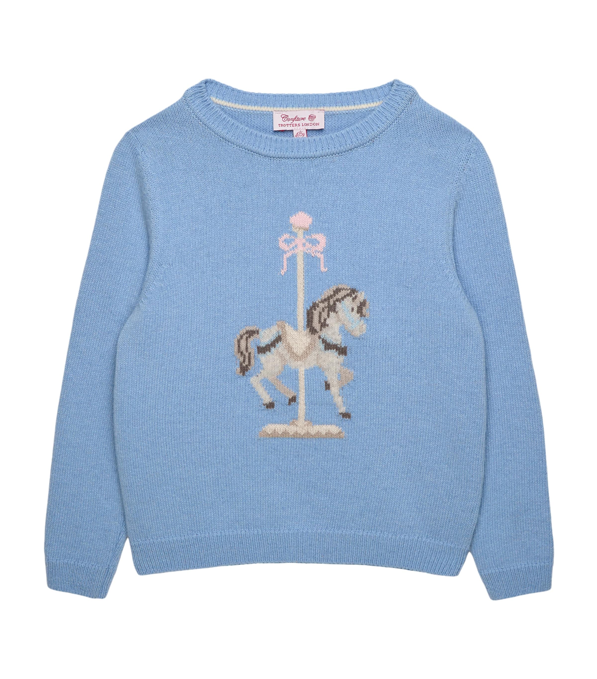 Cotton Carousel Sweater (6-11 Years) BLUE Image 1