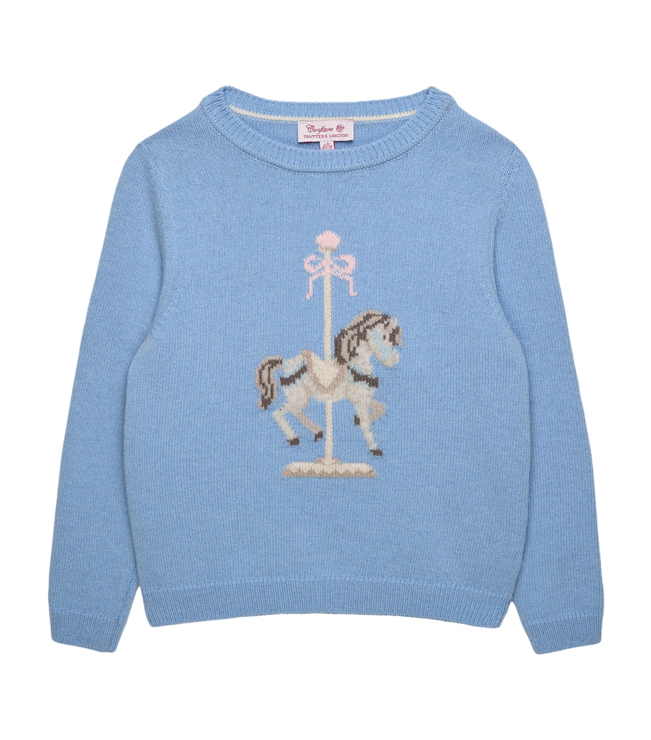 Cotton Carousel Sweater (6-11 Years) BLUE Image 1