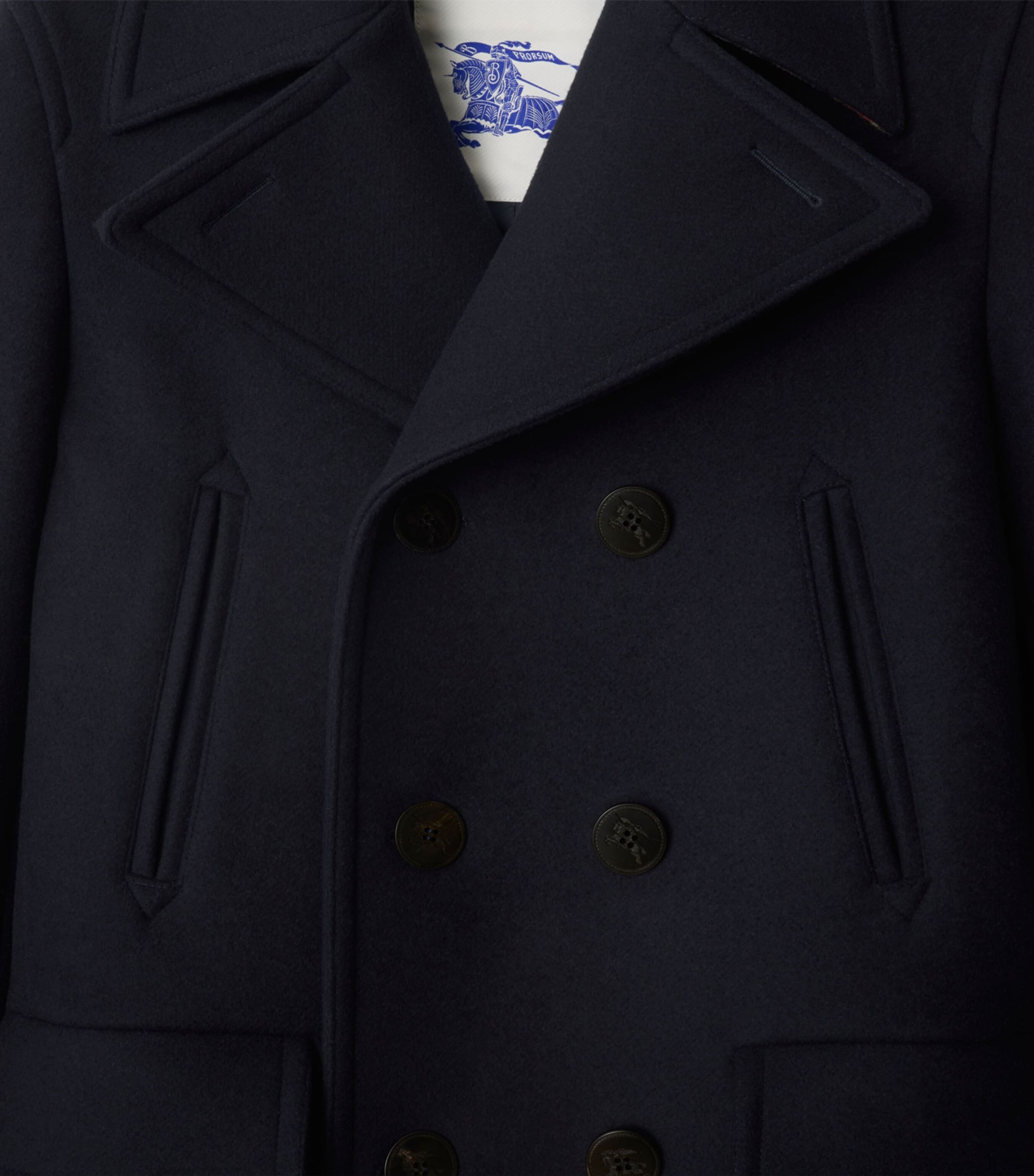Burberry Navy Wool Pea Coat | Harrods US