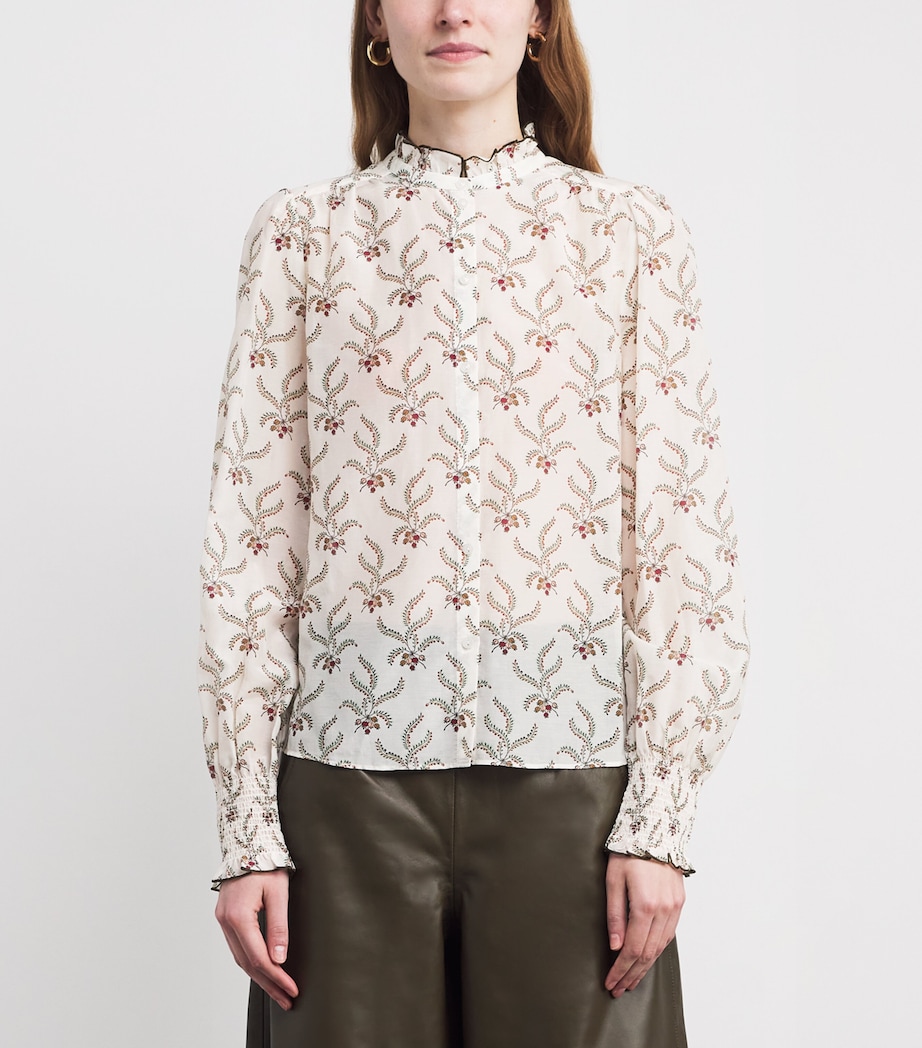 Cotton-Silk Berry Print Blouse LIGHT CREAM MULTI Image 3