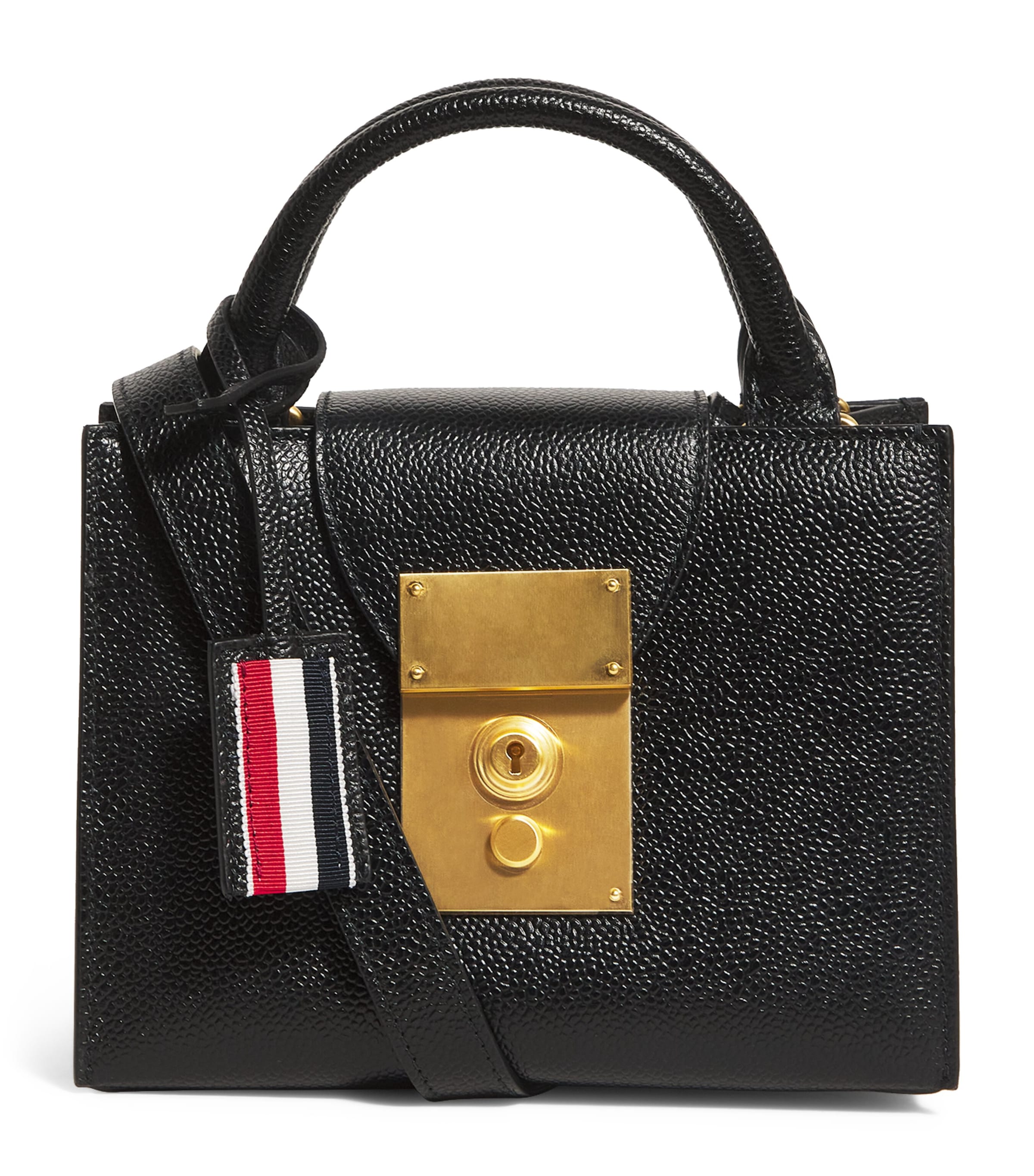 Thom Browne Mini Leather Mr. Thom Tote Bag In Black