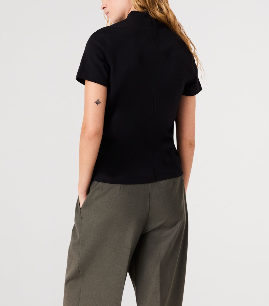 Maje Womens Cotton Back-Zip T-Shirt Black Image 4