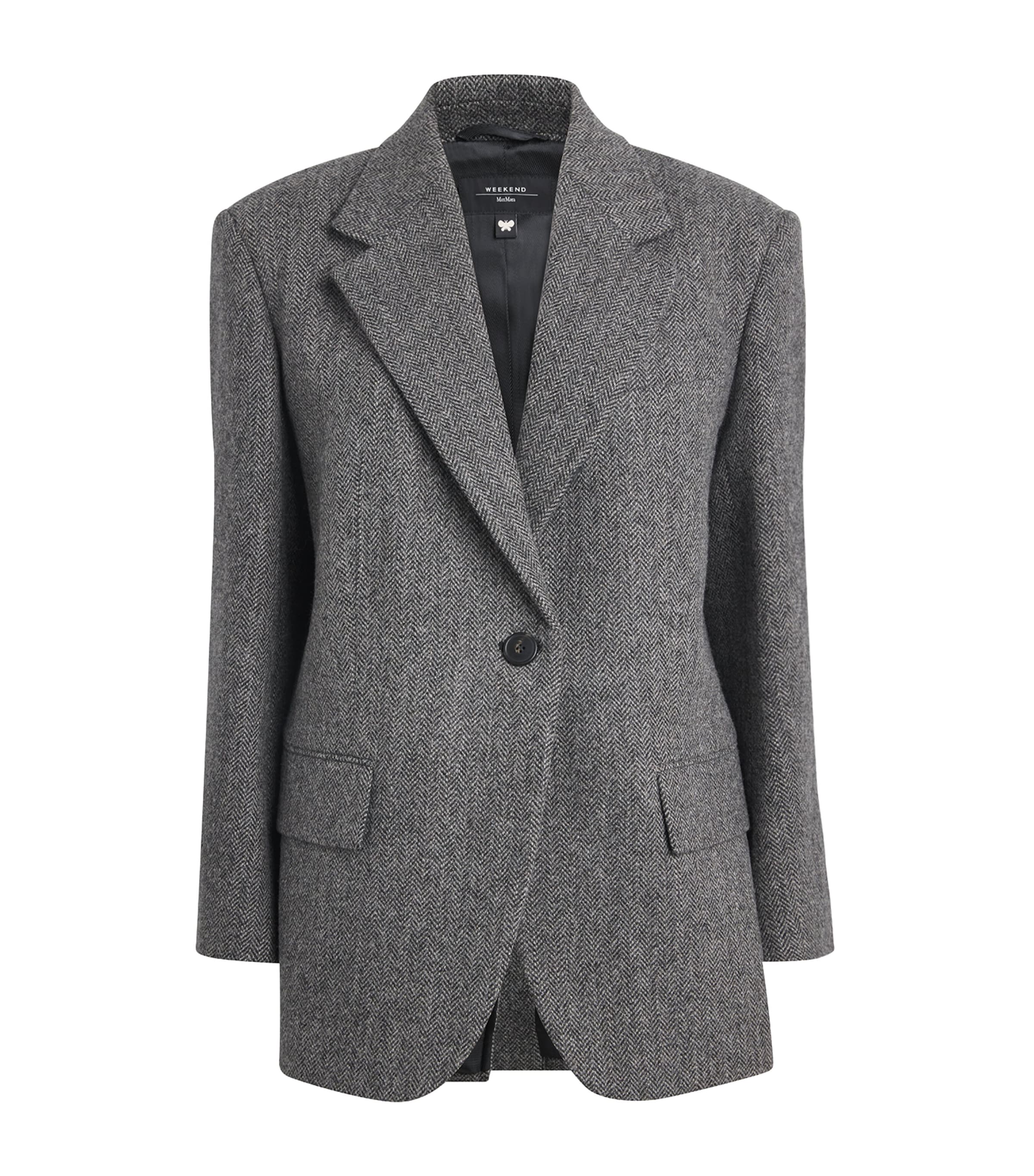 Weekend Max Mara Virgin Wool Tweed Blazer In Gray