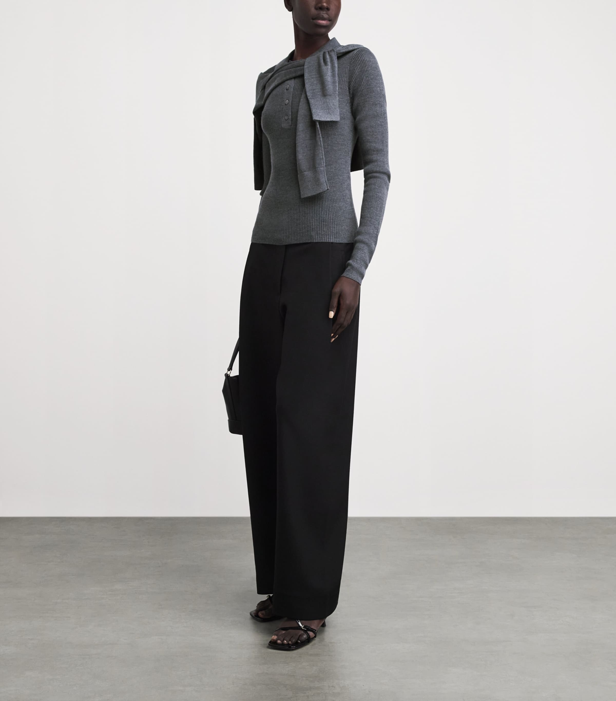 Almada Label Womens Wool-Silk-Cashmere Jules Top Grey Image 2