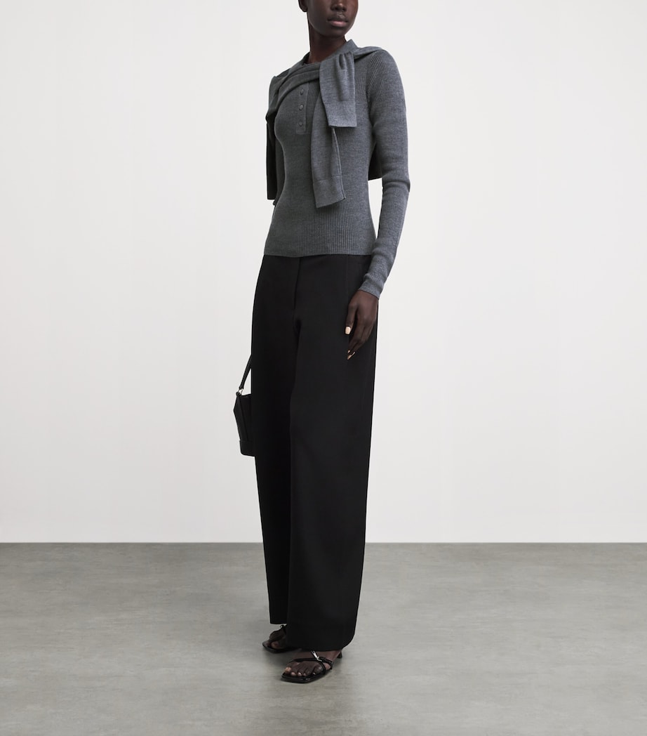 Almada Label Womens Wool-Silk-Cashmere Jules Top Grey Image 2