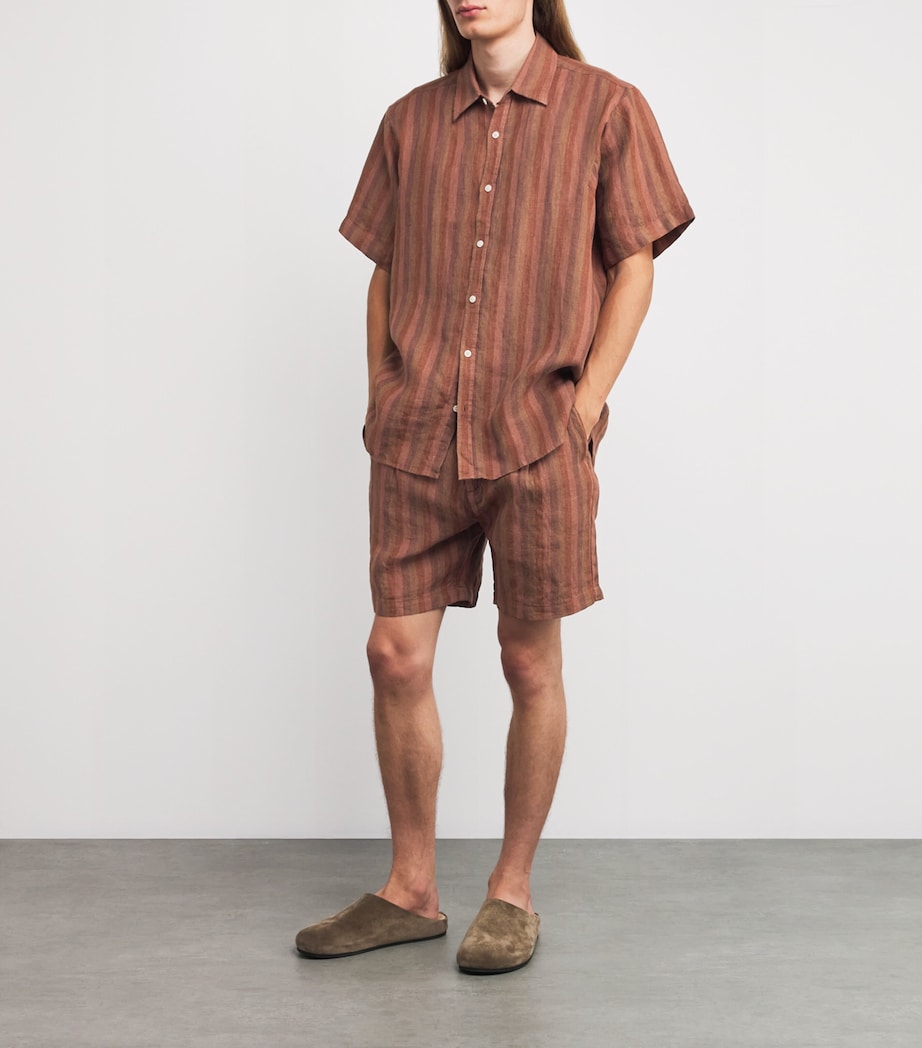 Linen Stripe Garrison Shirt TERRACOTTA Image 2