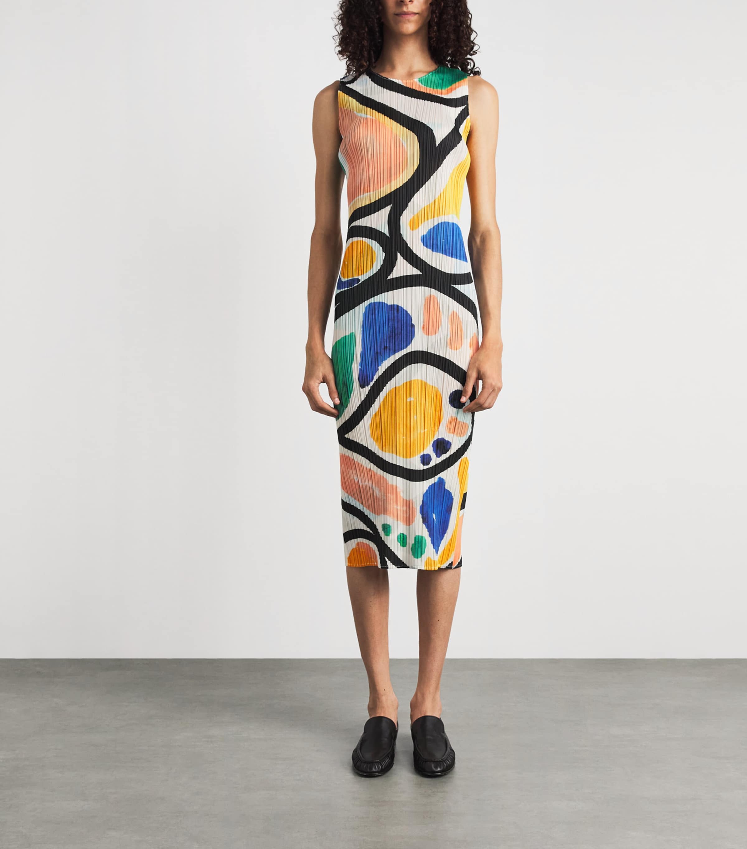 Pleats Please Issey Miyake Womens Printed Roll Sleeveless Midi Dress Image 6