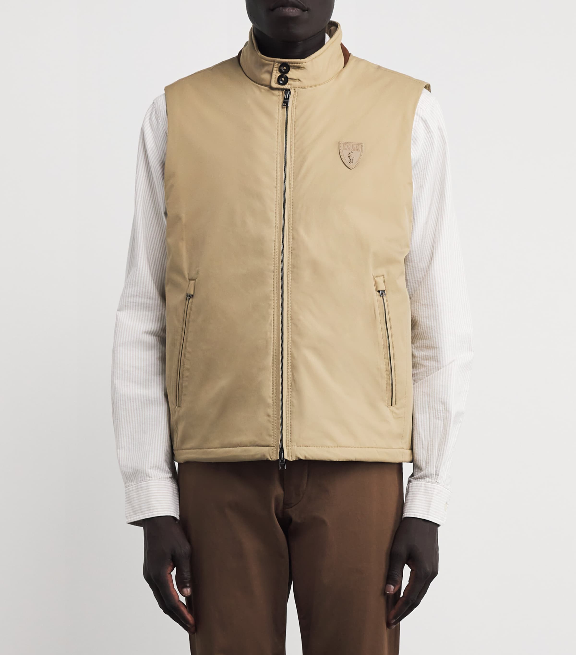 Gabardine Logo Gilet BEIGE/KHAKI Image 3