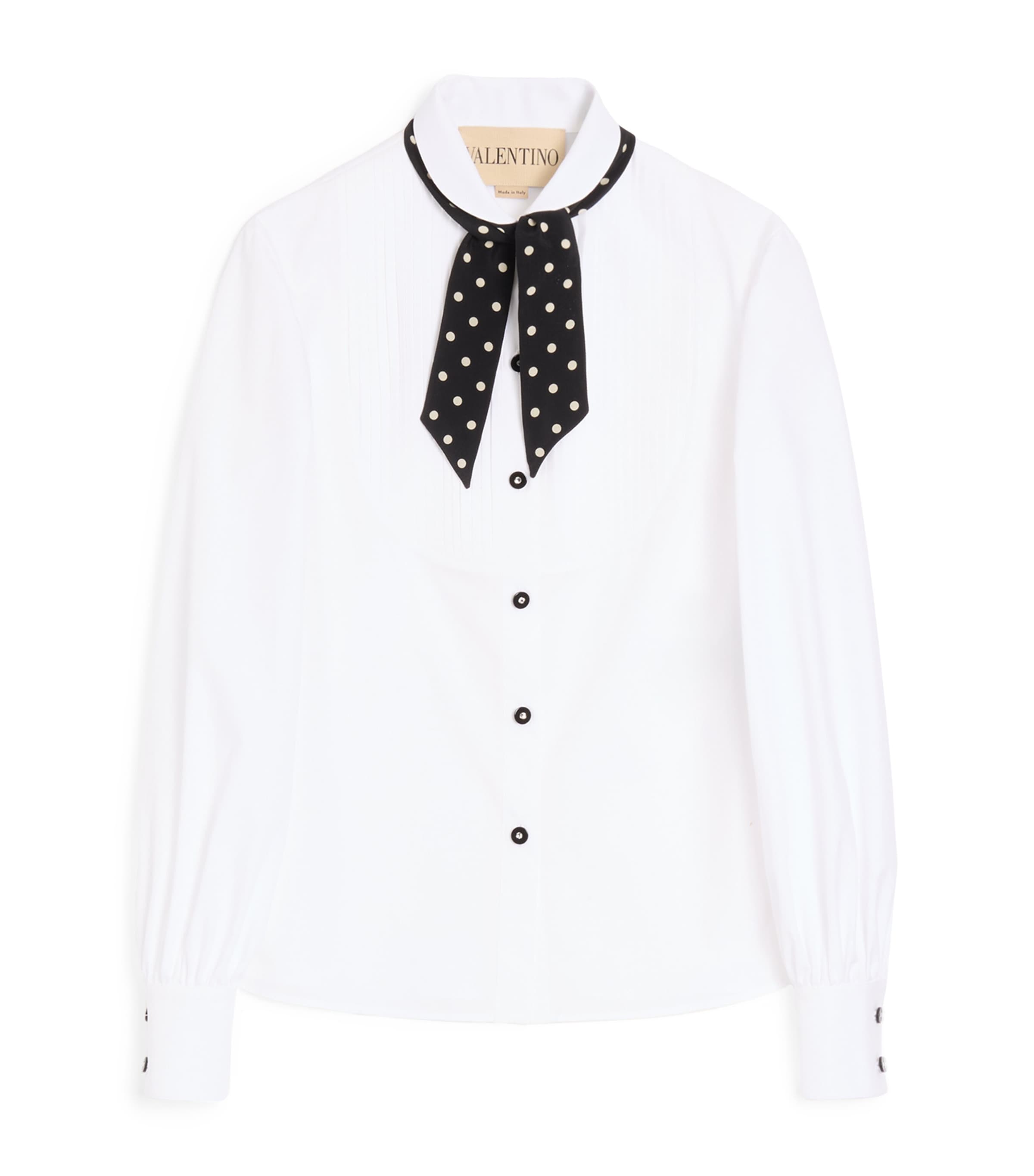 Valentino Womens Cotton Polka-Dot Tie Shirt Image 1