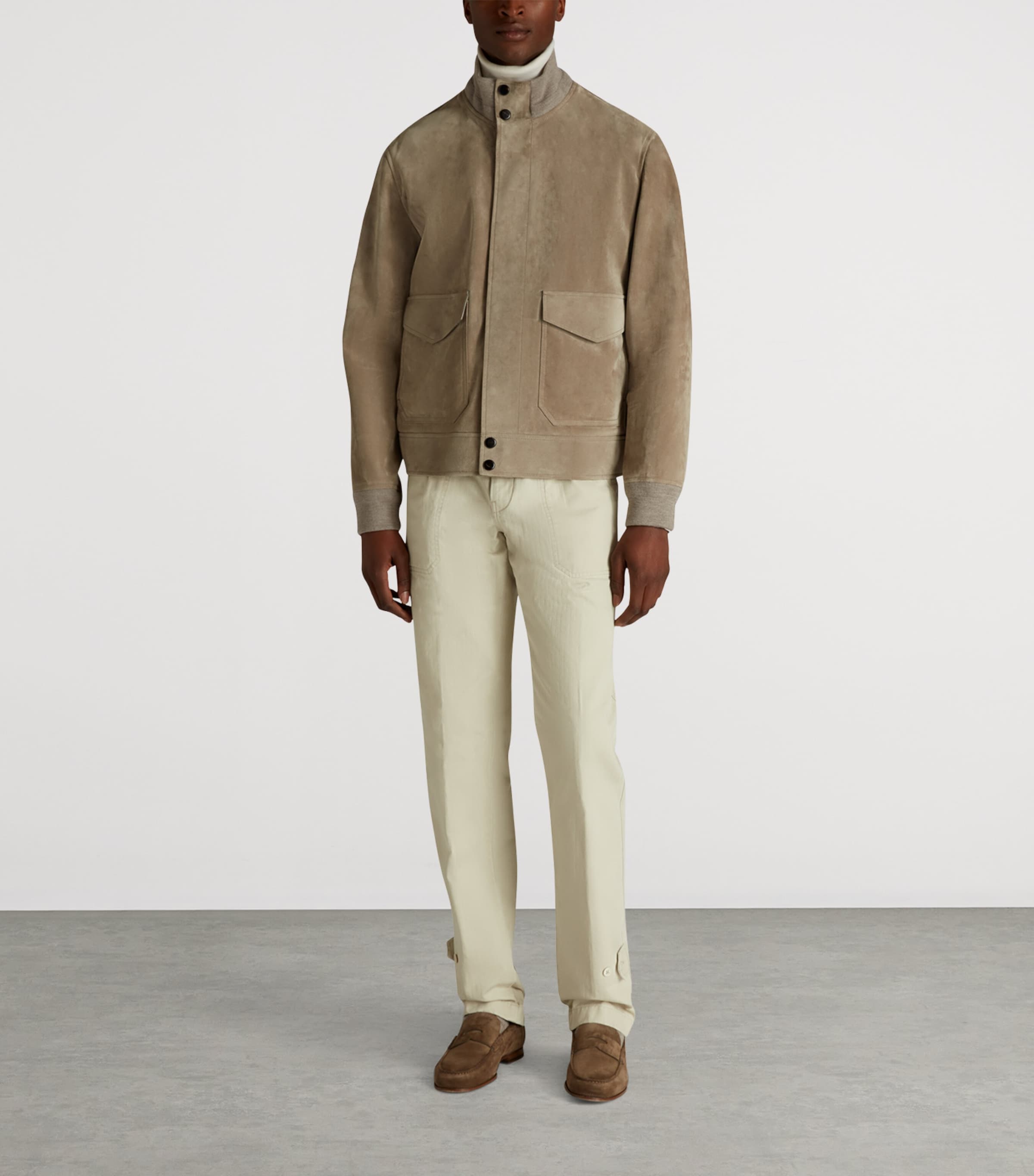 Suede Harrington Jacket 050LIGHT GREY Image 2