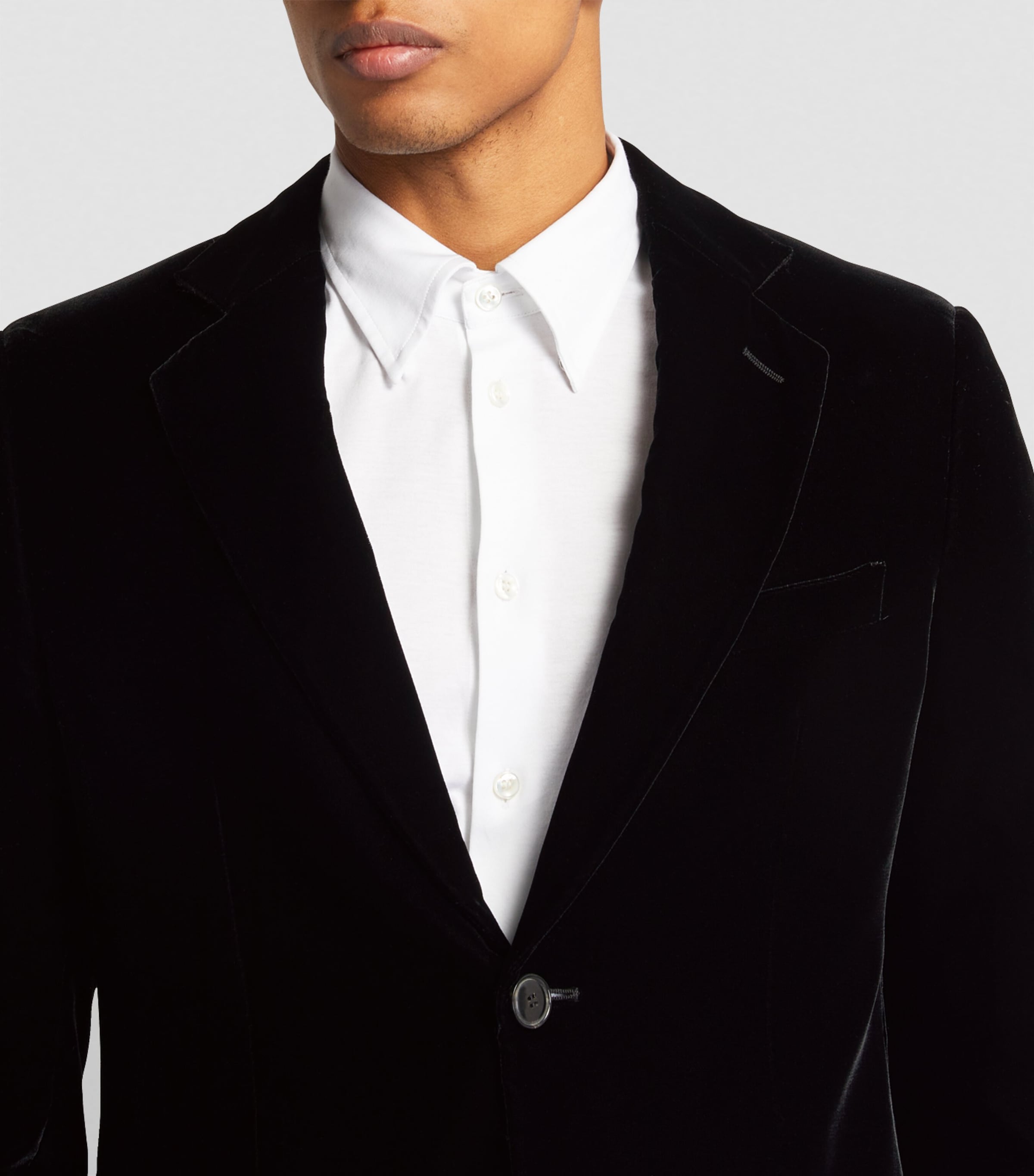 Giorgio Armani Black Stretch-Velvet Icon George Blazer | Harrods UK