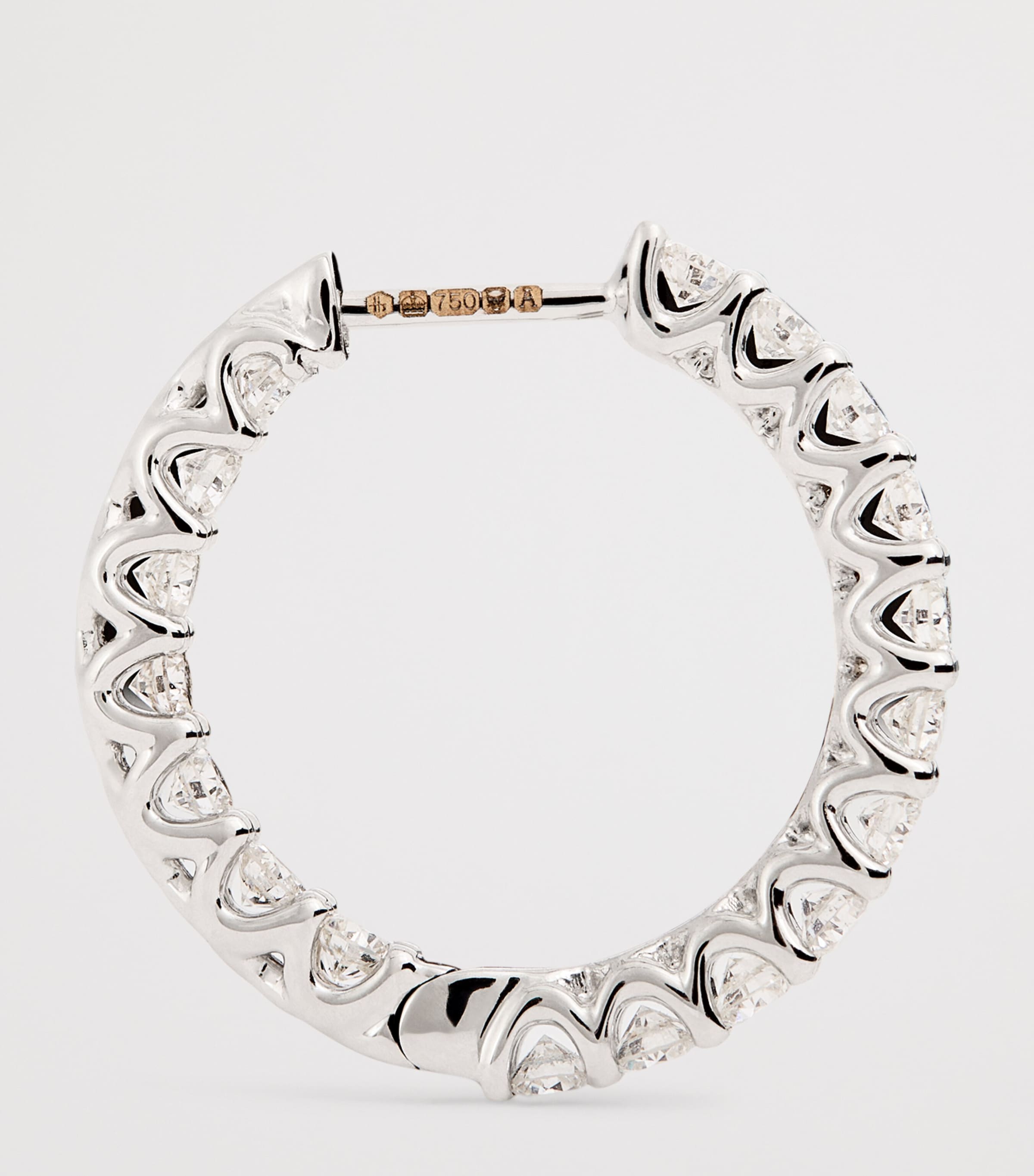 Medium White Gold and Diamond Hoop Earrings (1.25ctw) WHITE GOLD Image 3