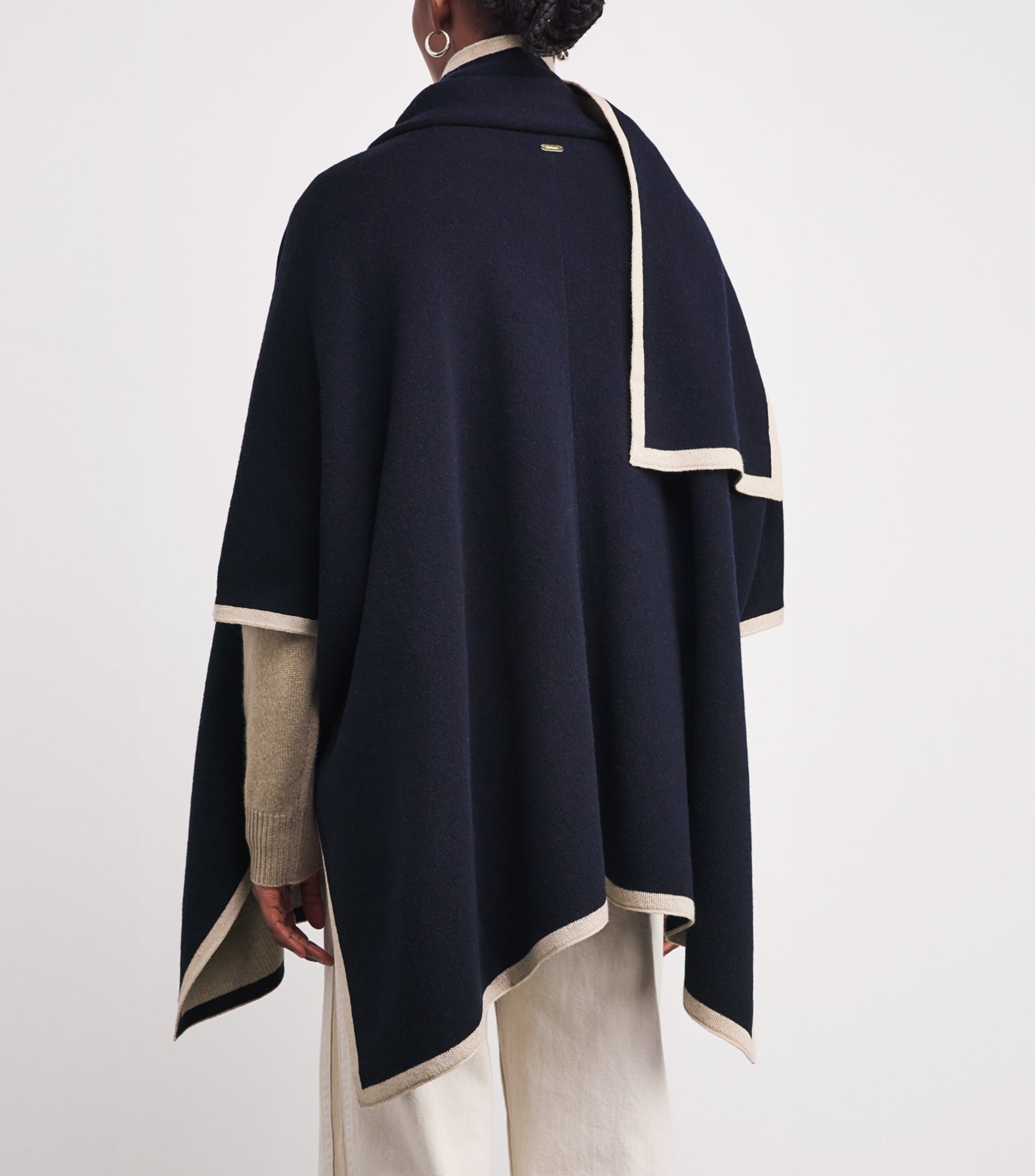 Knitted River Scarf and Cape DARK NAVY Image 4