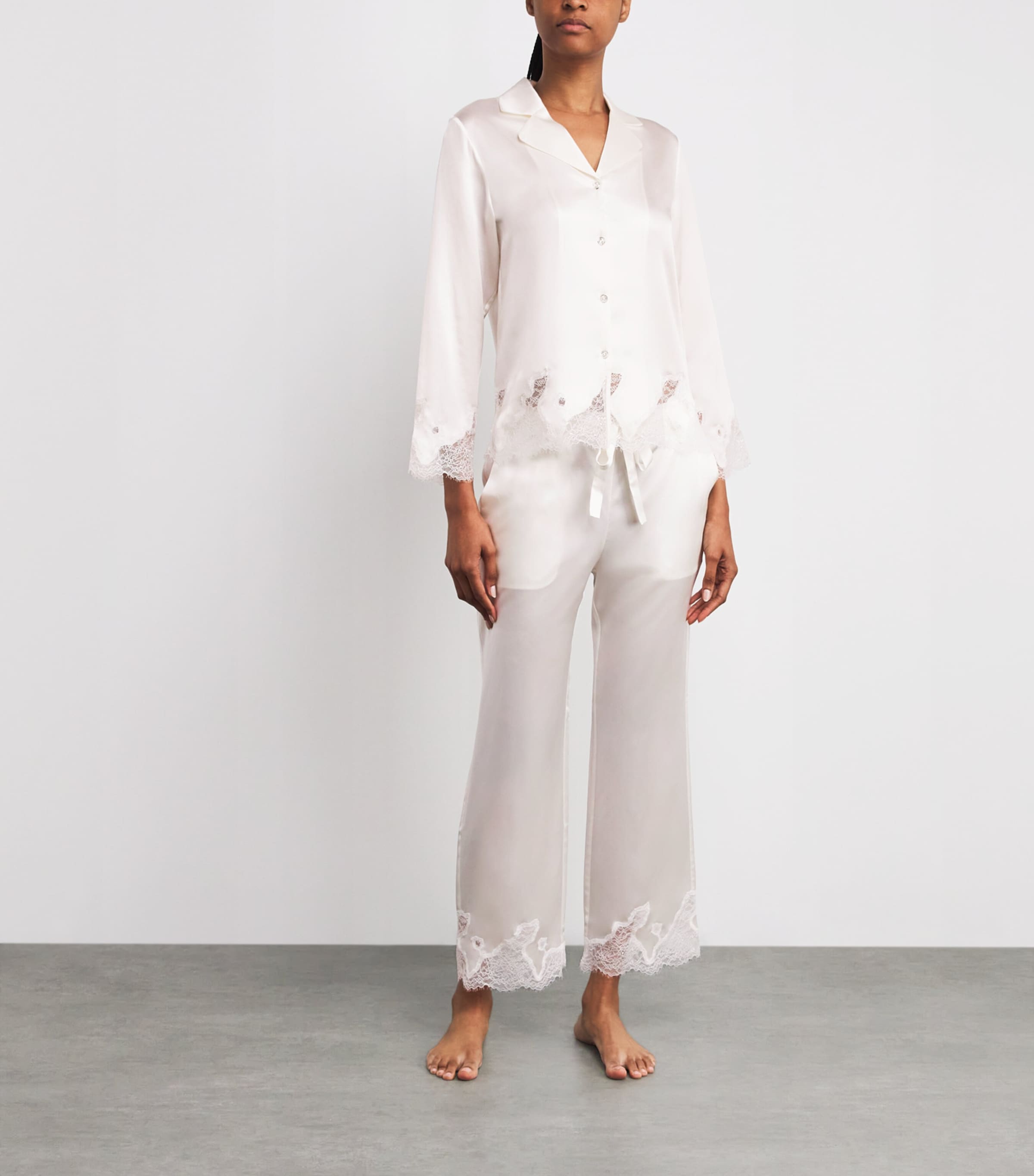 Silk Lace-Trim Luella Pyjama Set WHITE Image 2