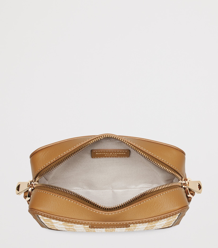 Houndstooth Raffia Leather Camera Bag NEUTRAL Image 4