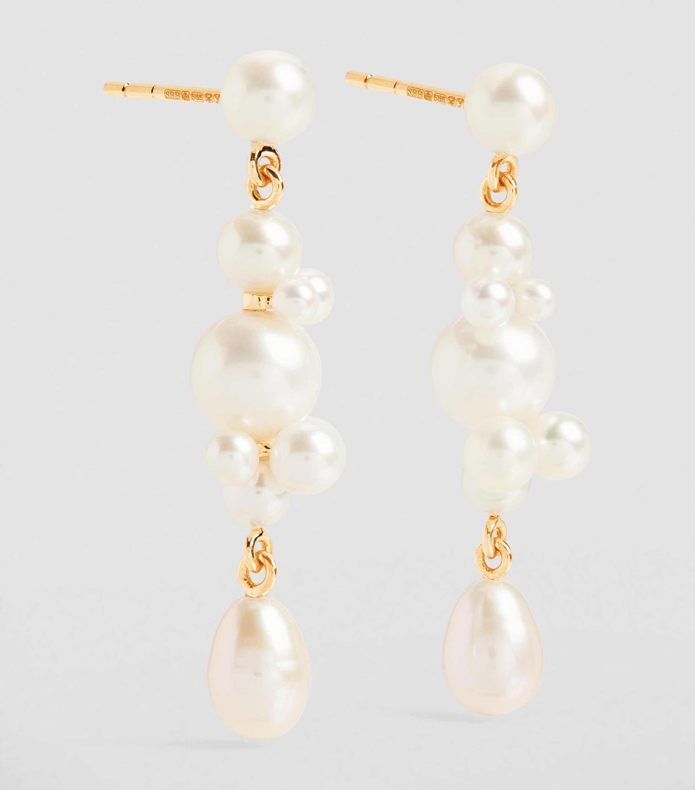 Yellow Gold and Pearl Petite Splash Earrings YELLOW GOLD Image 2