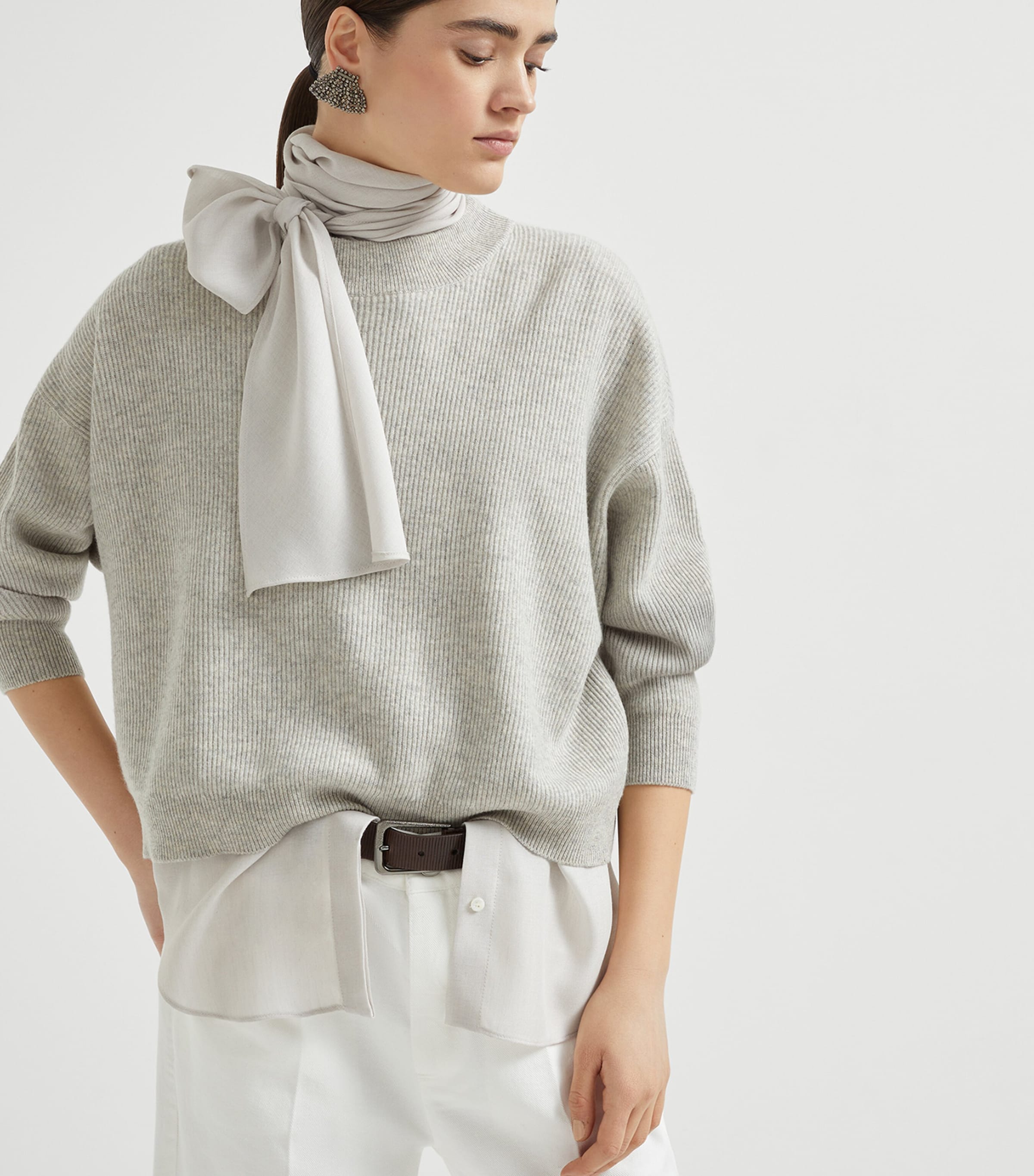 Cashmere Sweater and Pussybow Blouse C8920 Image 5