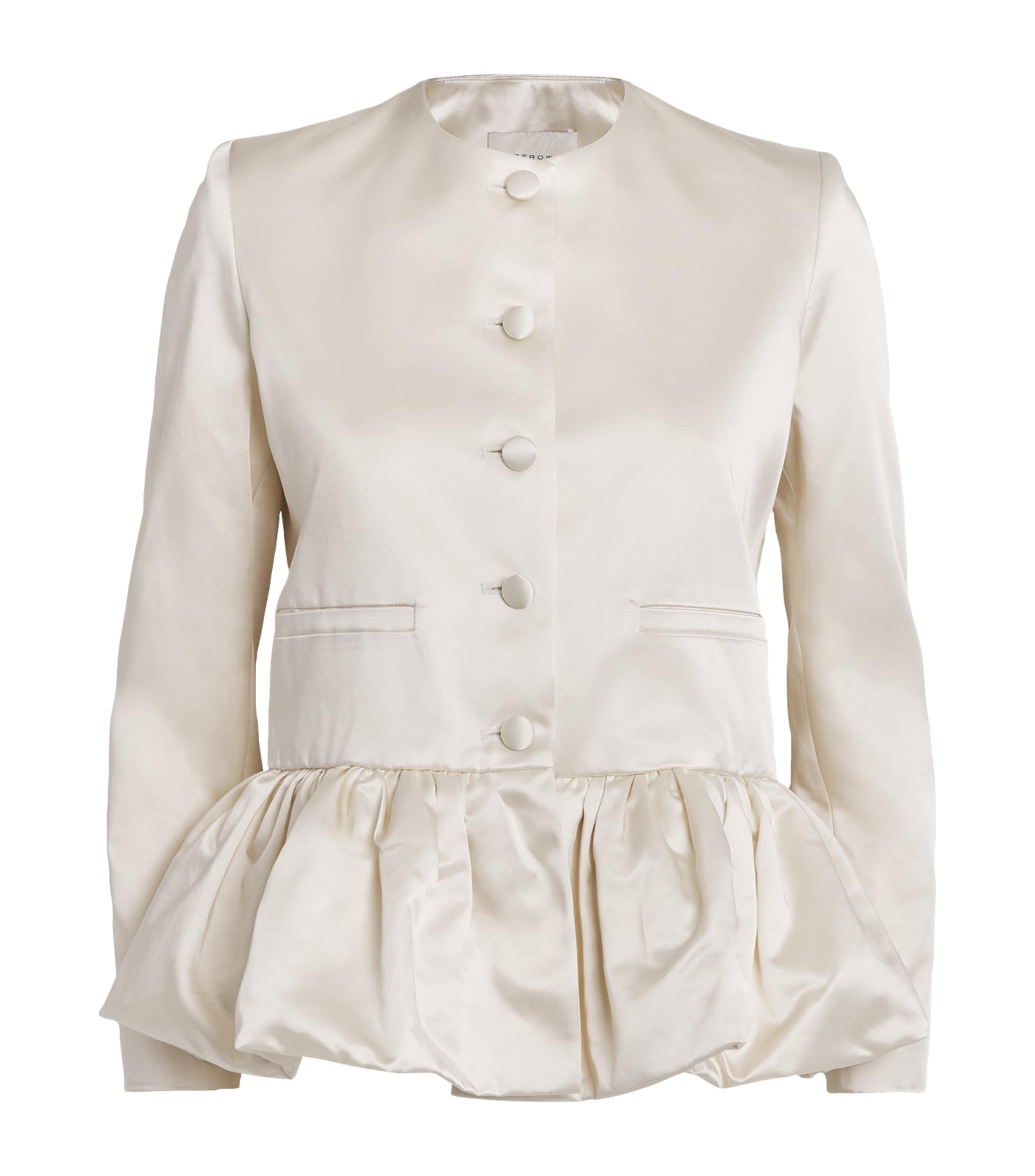 Shop Liberowe Satin Peplum Jacket In Ivory