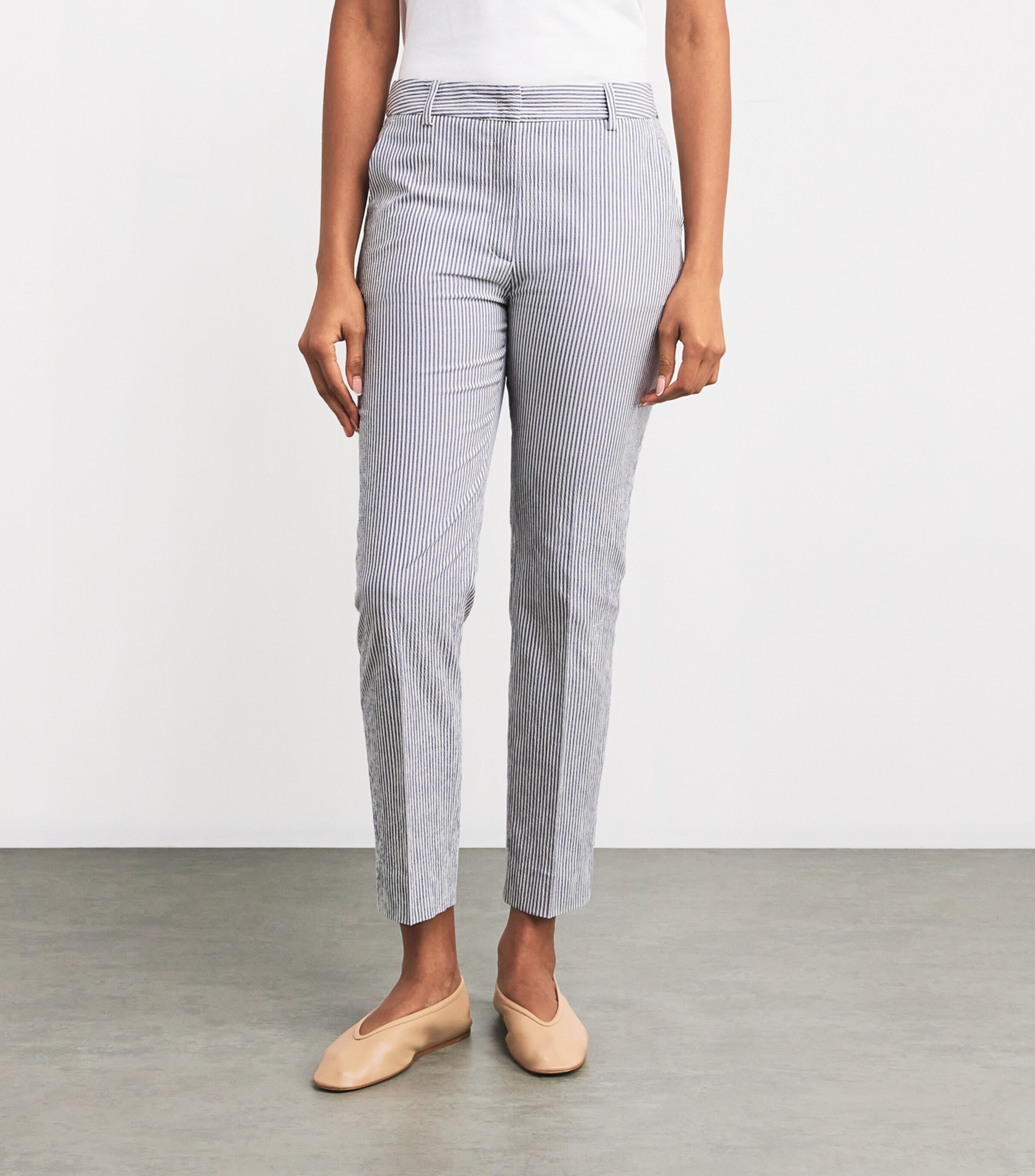 Weekend Max Mara Womens Striped Slim Tailored Trousers Navy Image 3