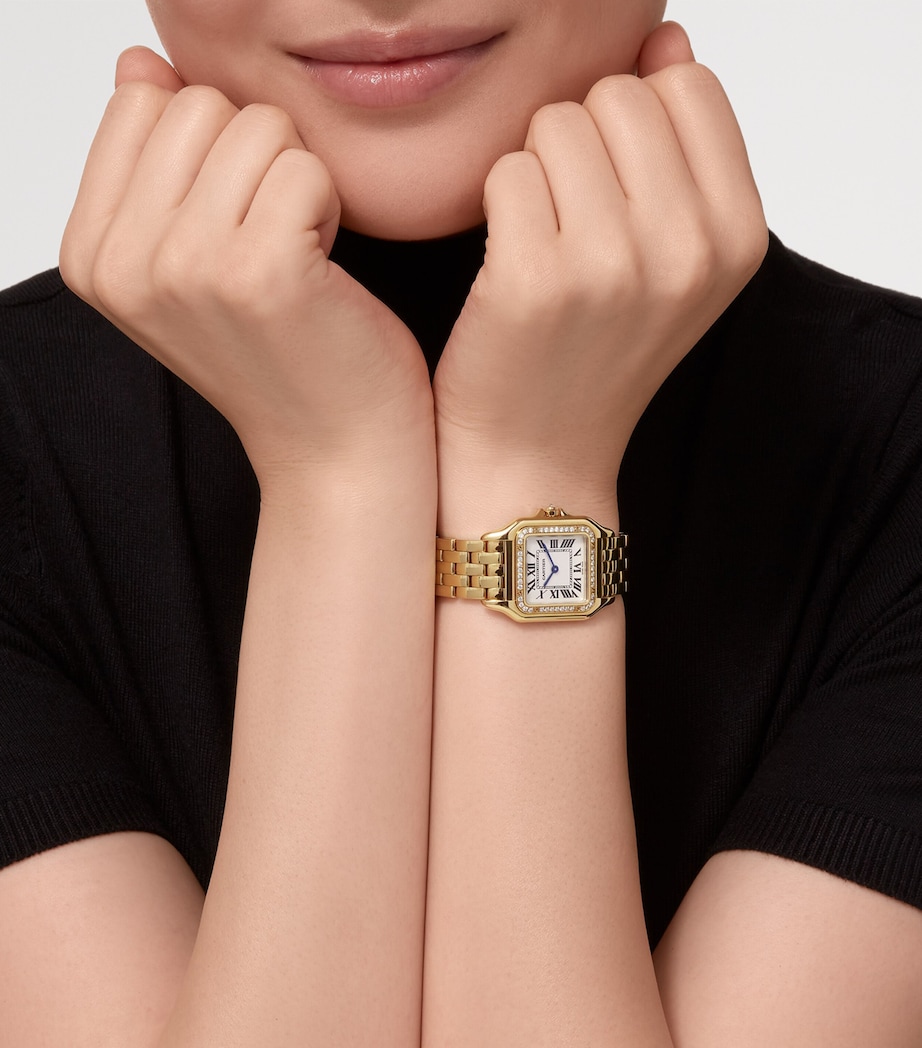 Cartier Medium Yellow Gold and Diamond Panthère de Cartier Watch Silvered Image 9
