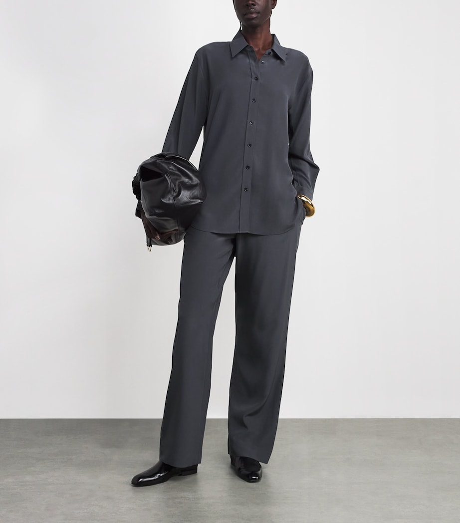 Silk Satin Sahel Trousers SMOKE Image 2