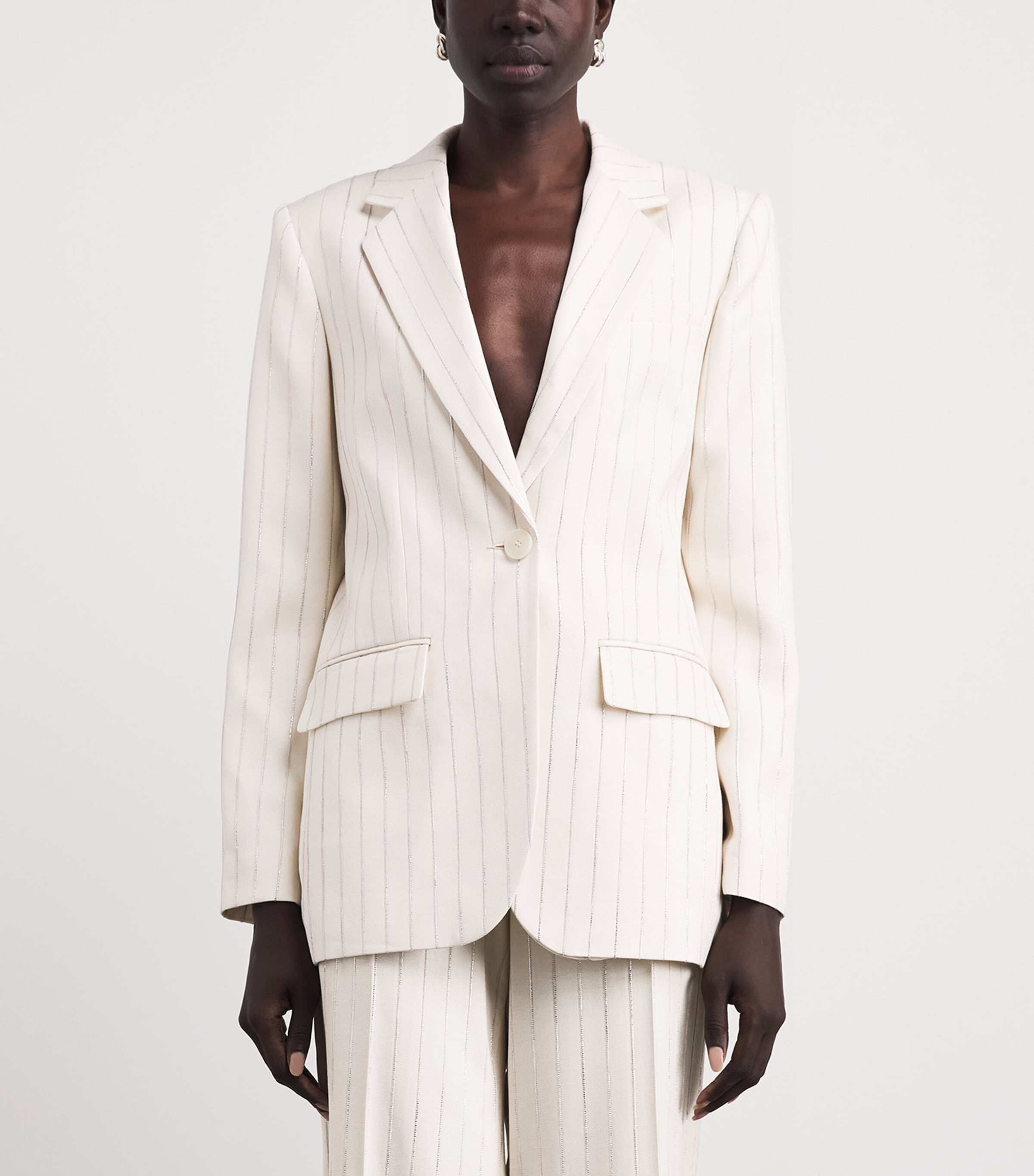 Sequinned Stripe Blazer ECRU / SILVER Image 4