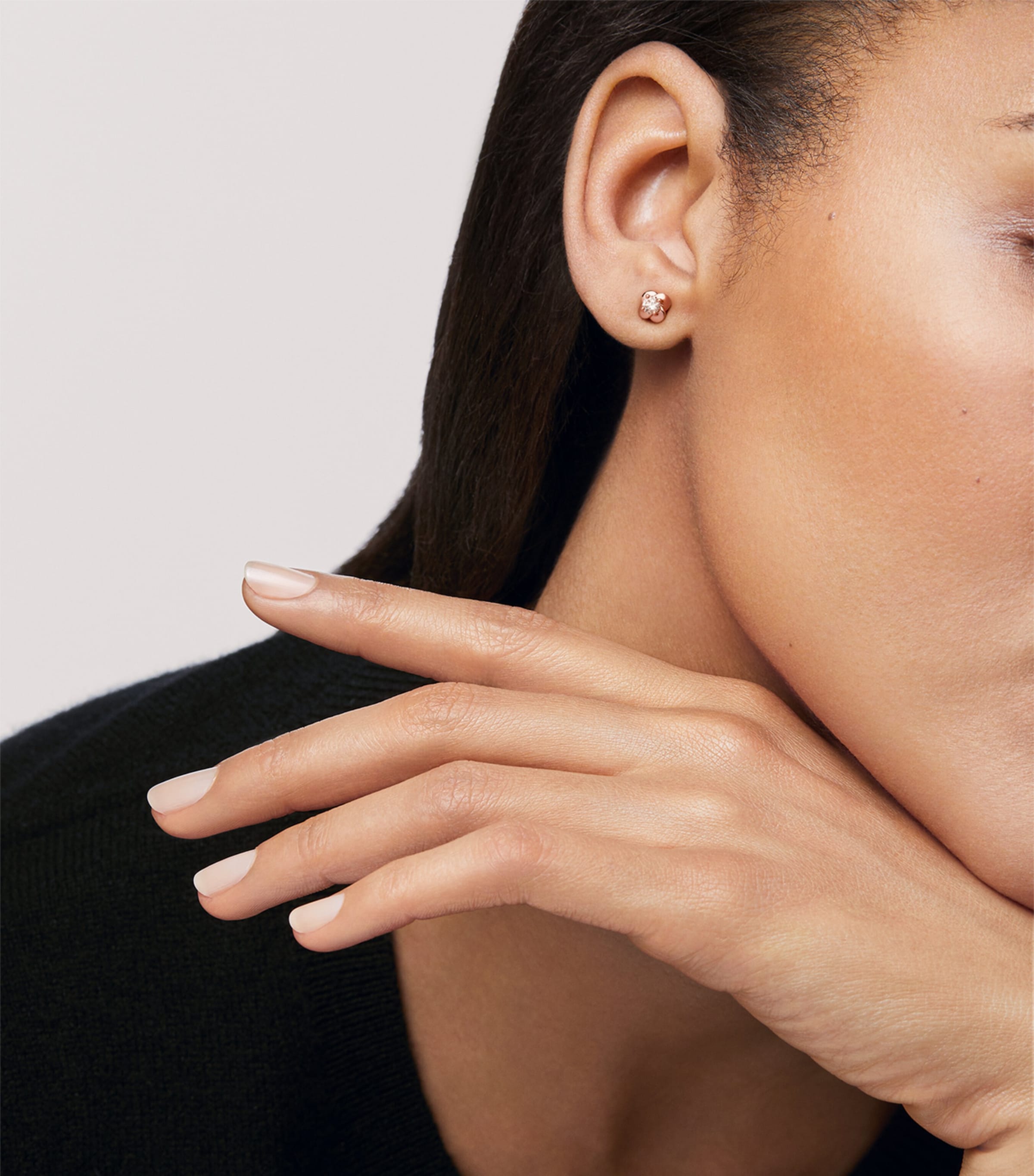 Rose Gold and Diamond Camélia Single Earring ROSE Image 5