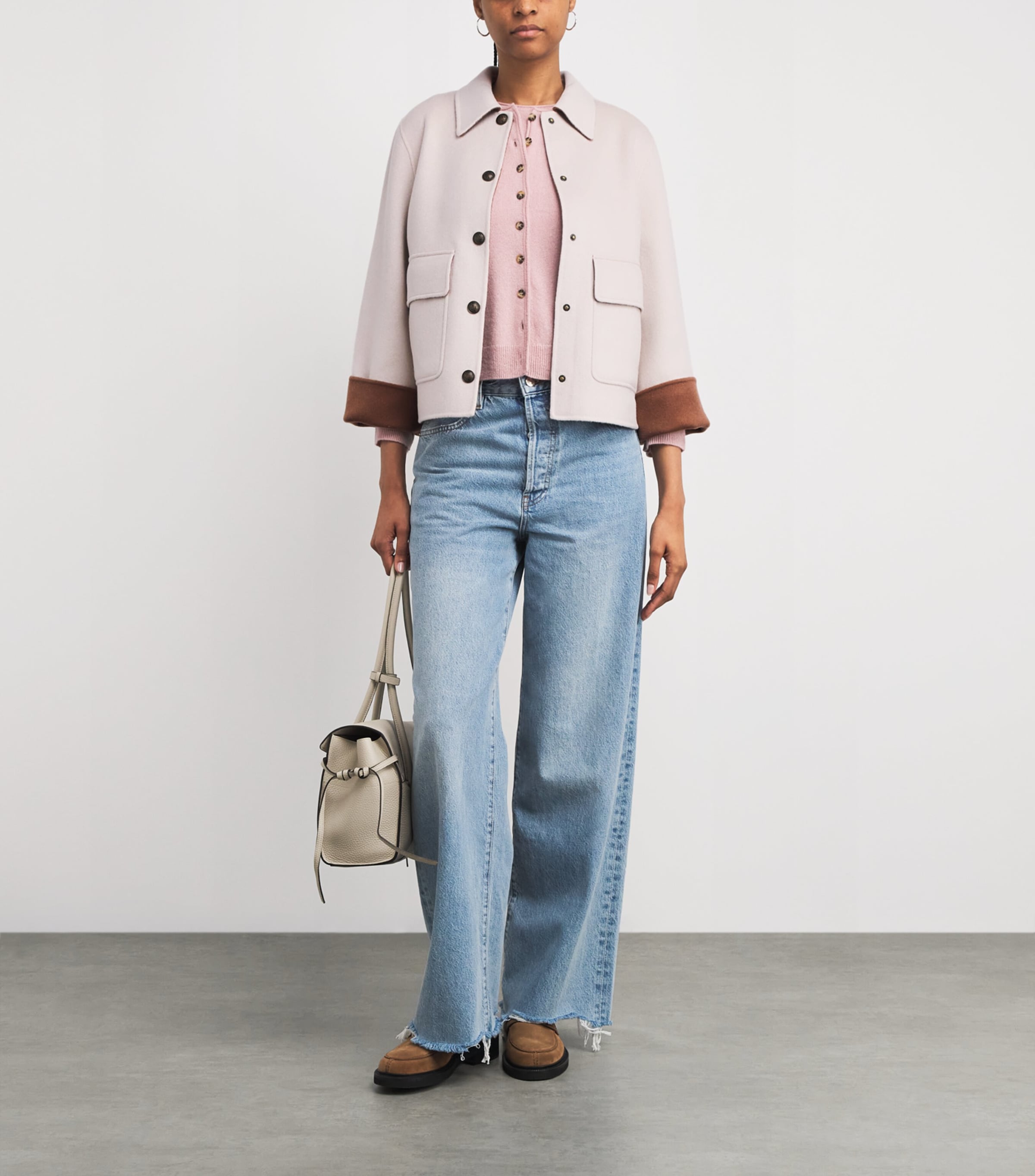 Wool-Cashmere Twin-Pocket Jacket IVORY/CAMEL Image 2