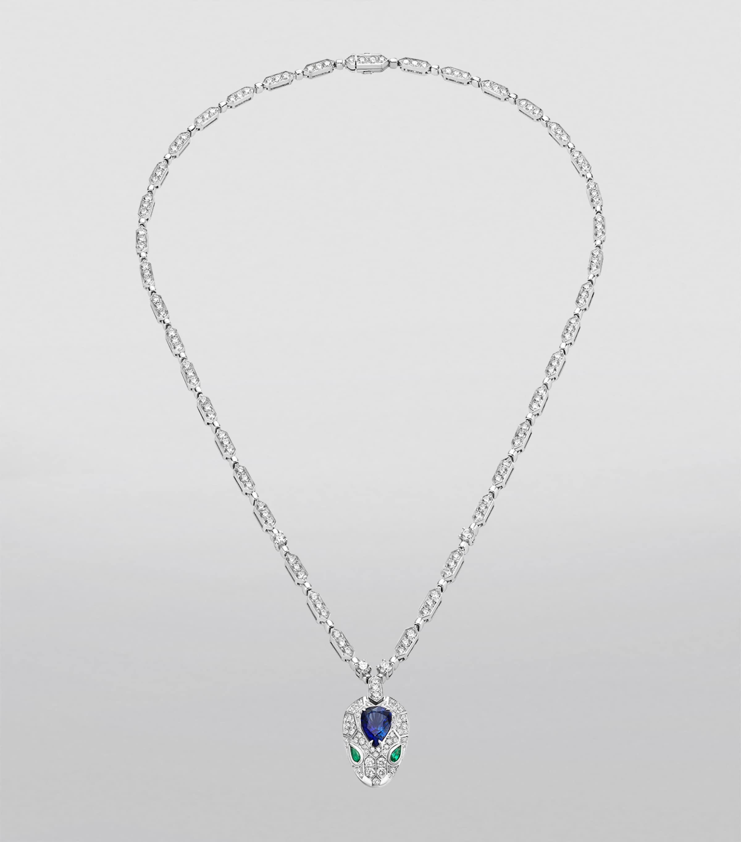 White Gold, Diamond, Emerald and Sapphire Serpenti Seduttori Necklace WHITE GOLD Image 2
